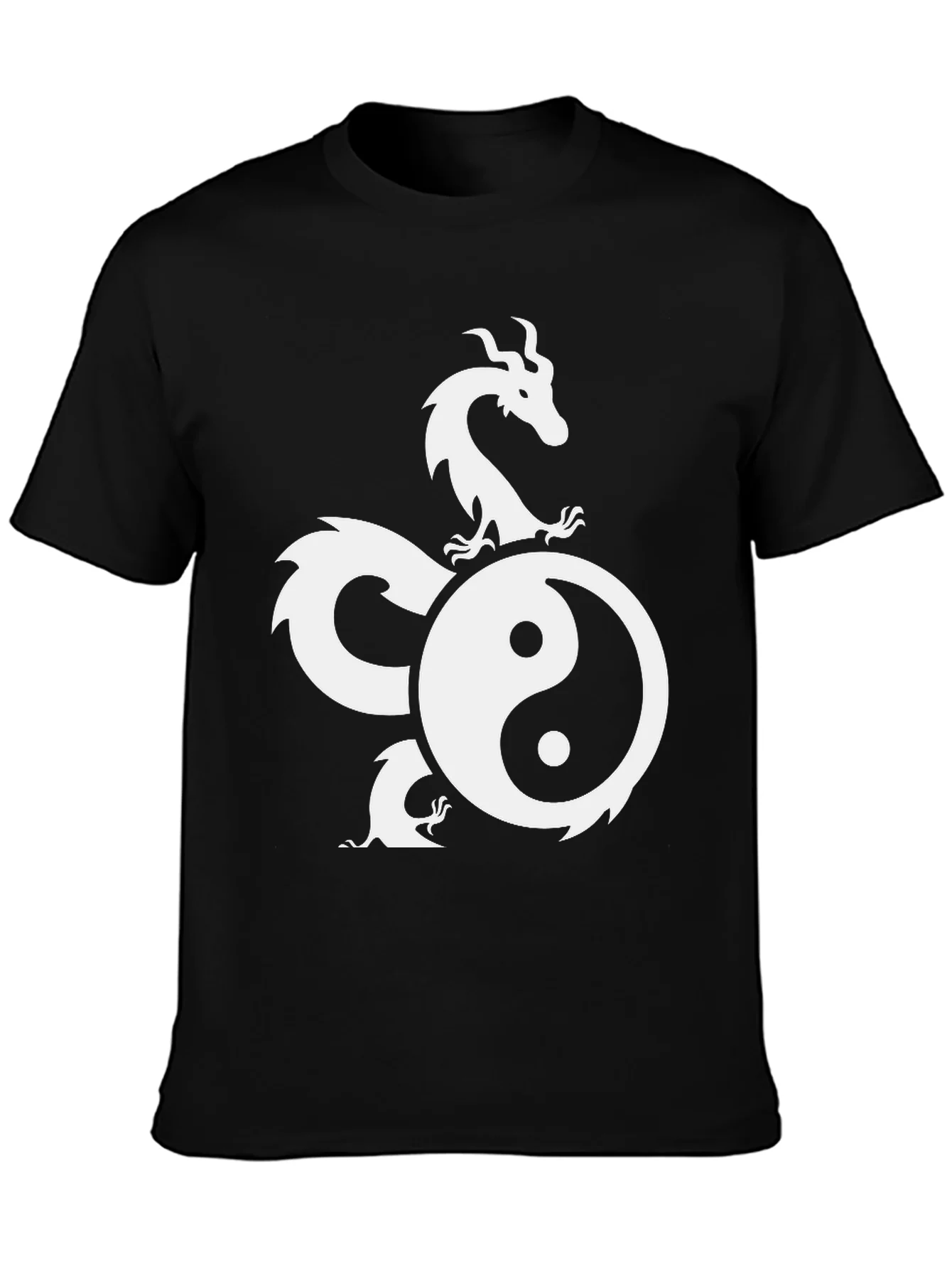 Rebbecca Yin Yang Dragon Graphic Black T-Shirt