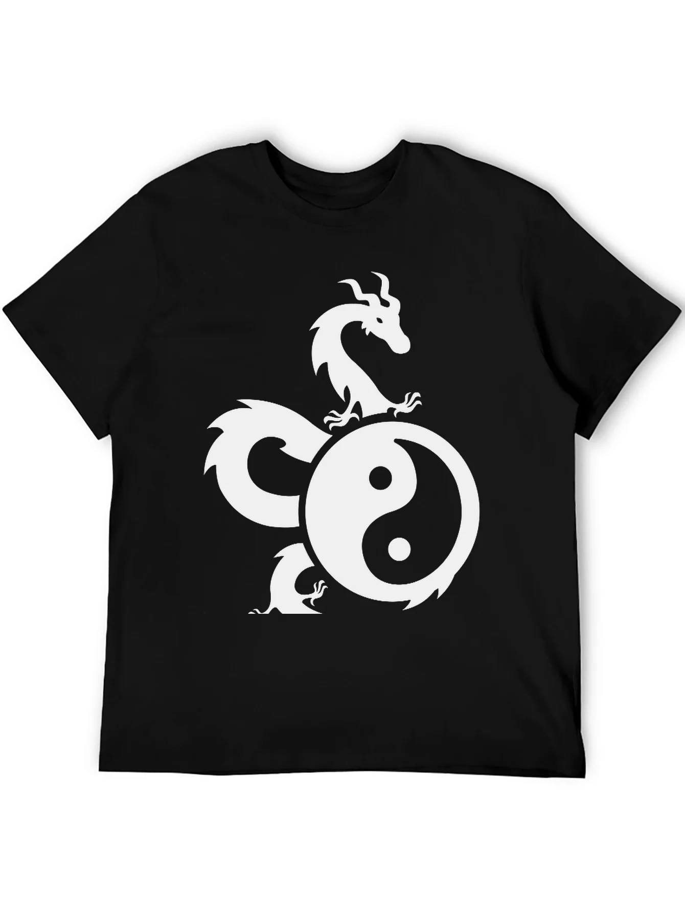 Rebbecca Yin Yang Dragon Graphic Black T-Shirt