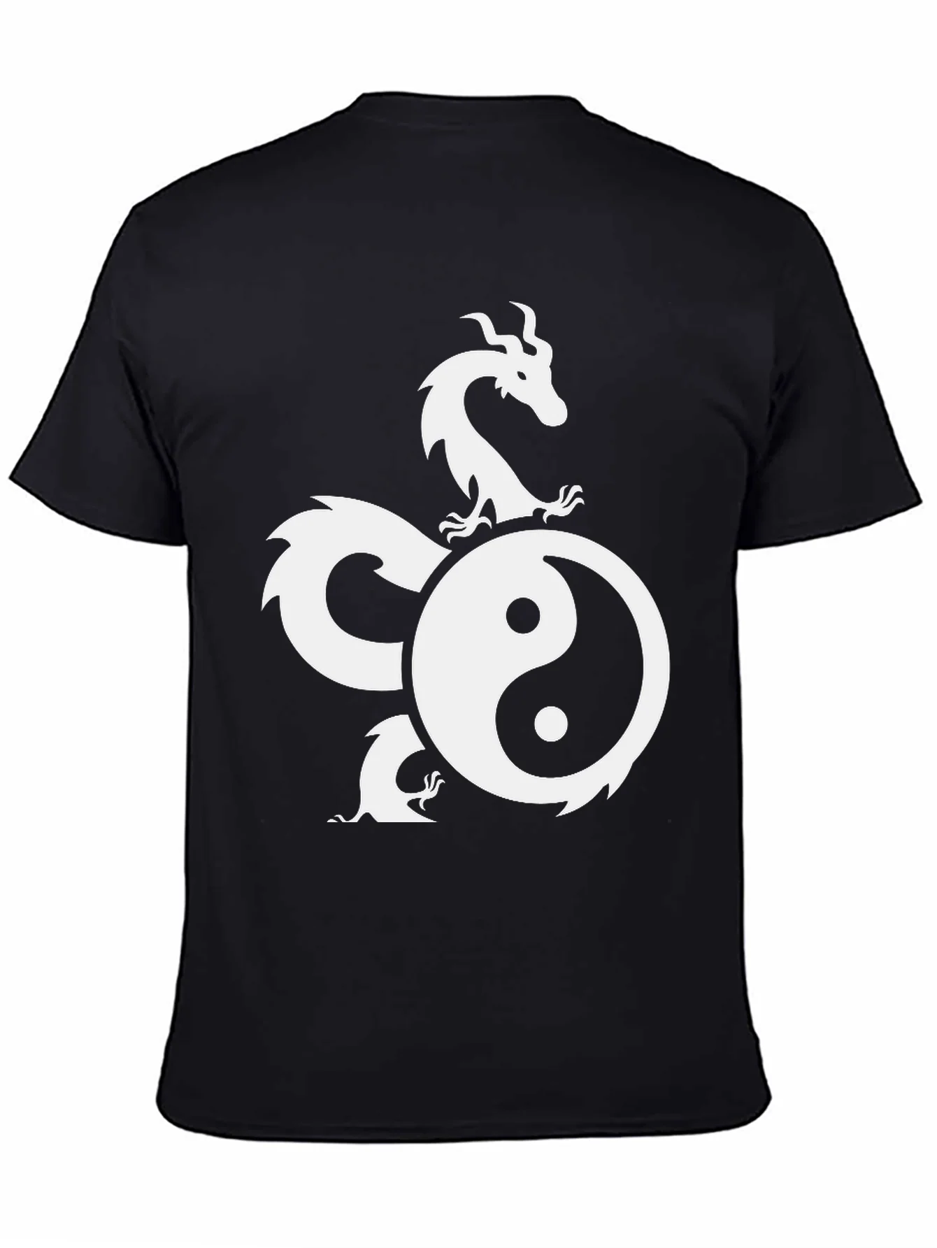 Rebbecca Yin Yang Dragon Graphic Black T-Shirt
