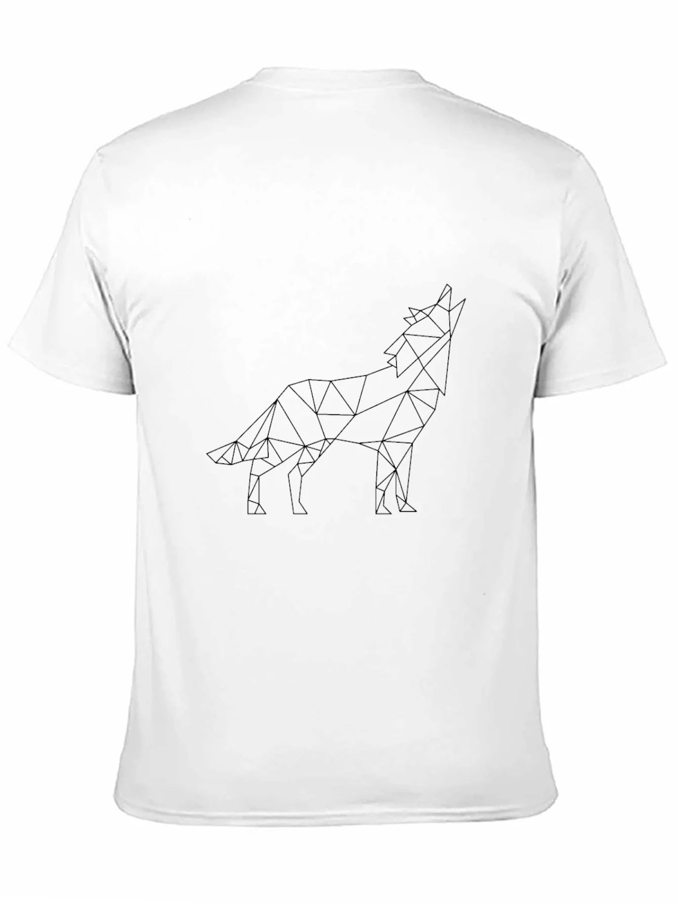 Camiseta Negra Hombre Dise?o Lobo Geom¨¦trico