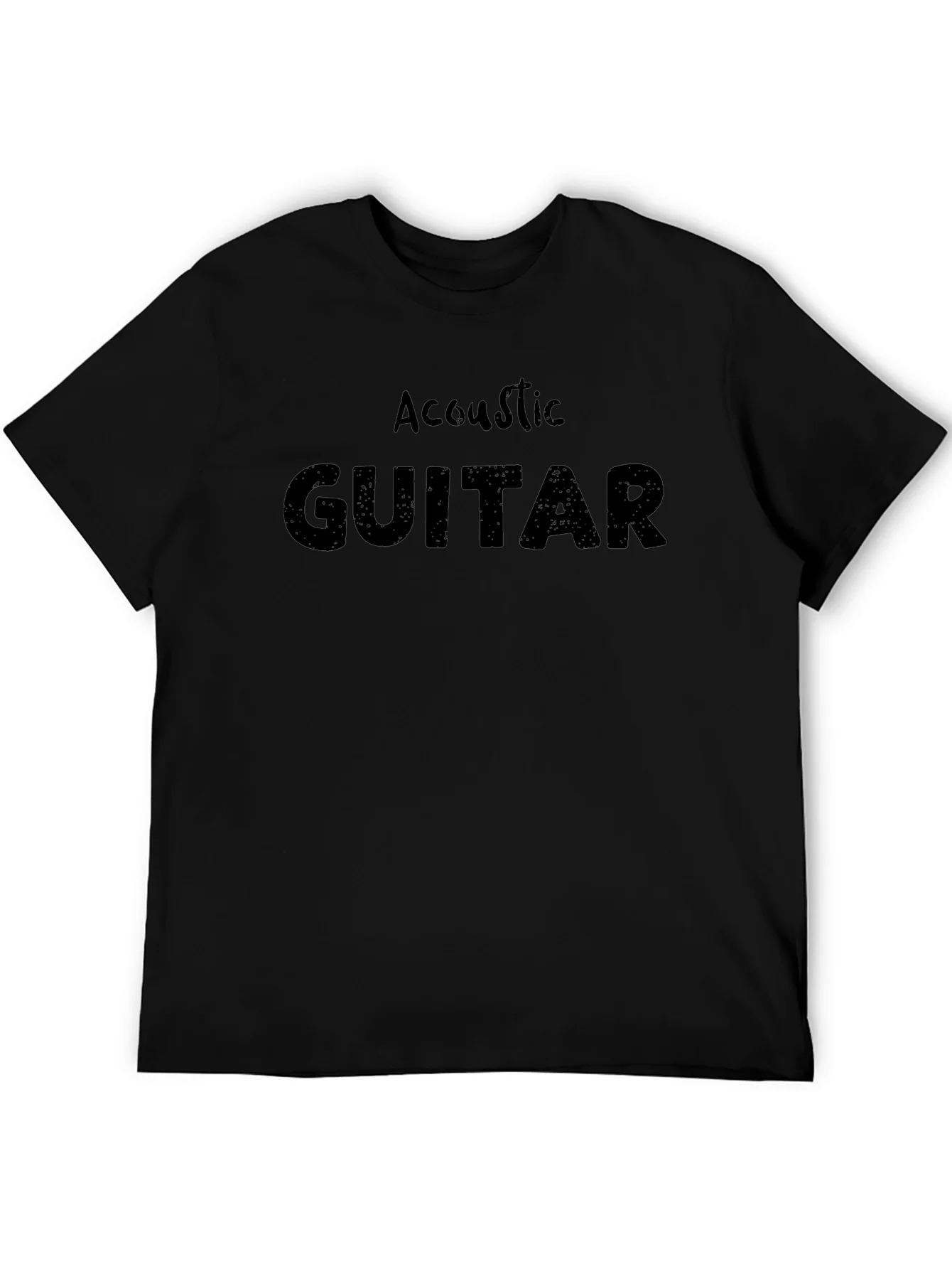 Camiseta Negra Acoustic Guitar Hombre Casual