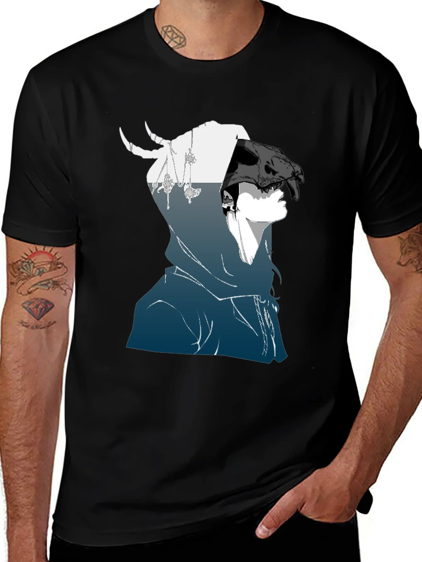 Rebbecca Hooded Skull Graphic Tee - Dark Aesthetic