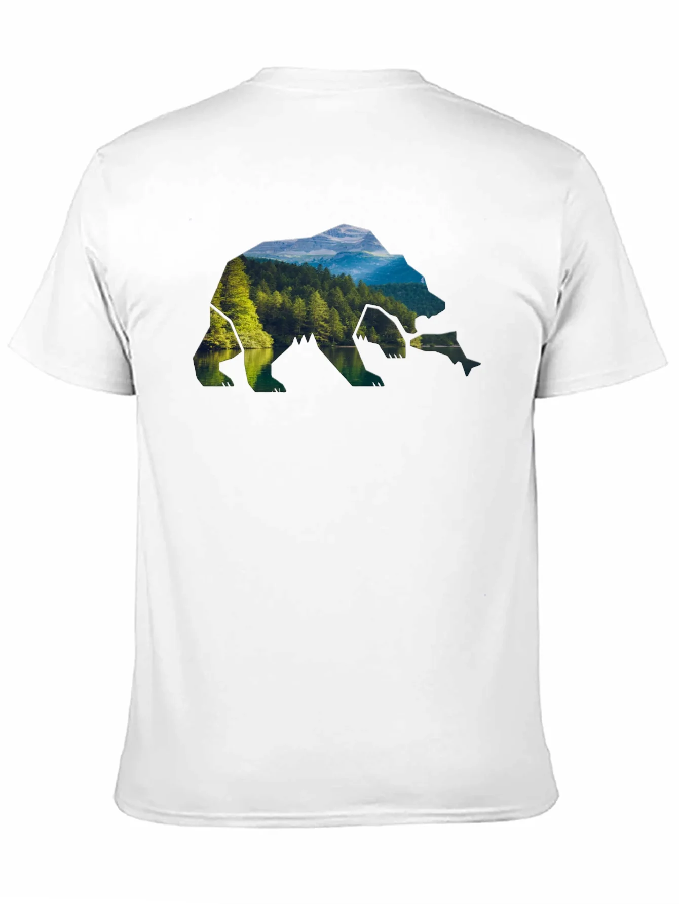 Camiseta Negra Hombre Dise?o Oso Paisaje Natural
