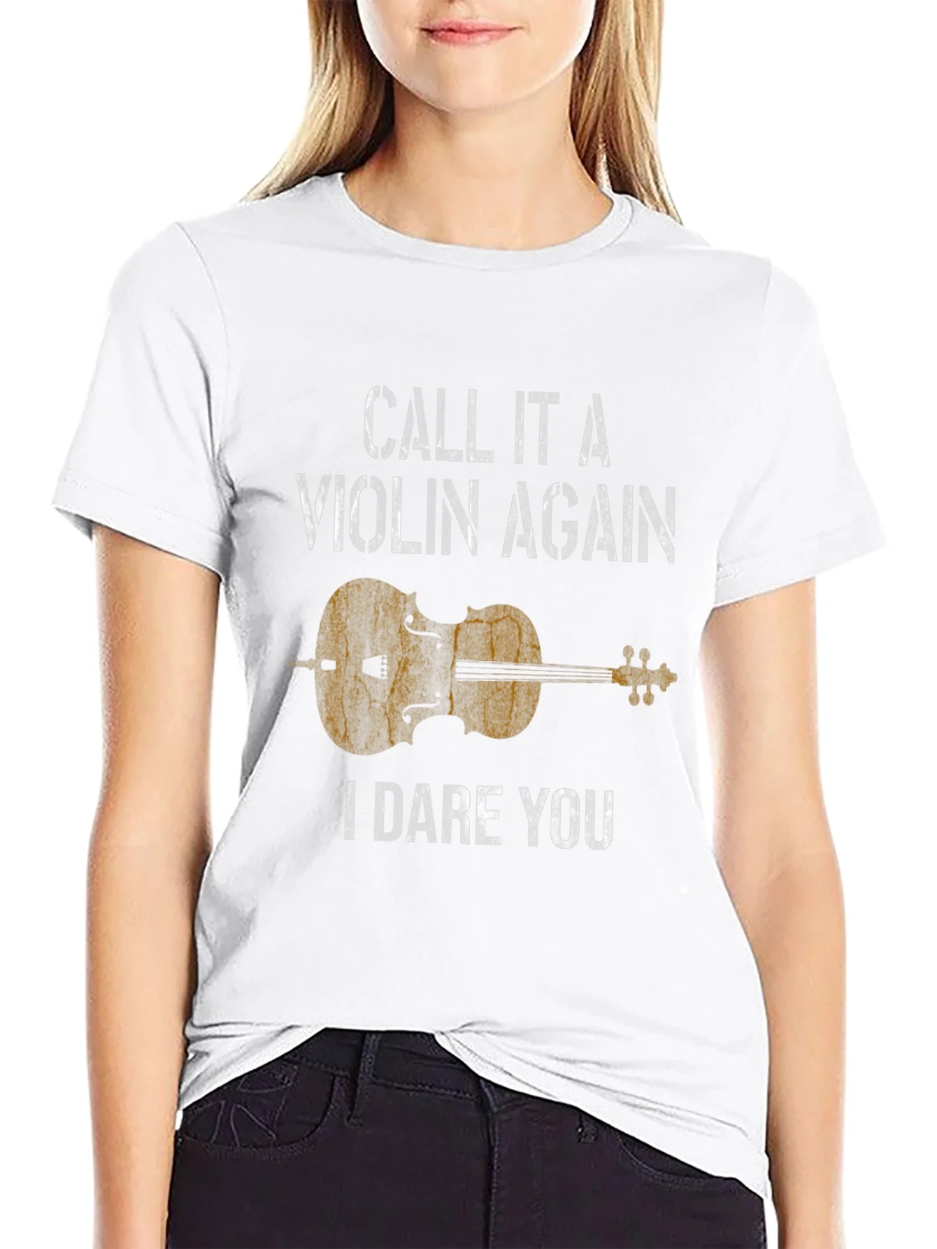 Camiseta Negra con Dise?o de Violonchelo I Dare You