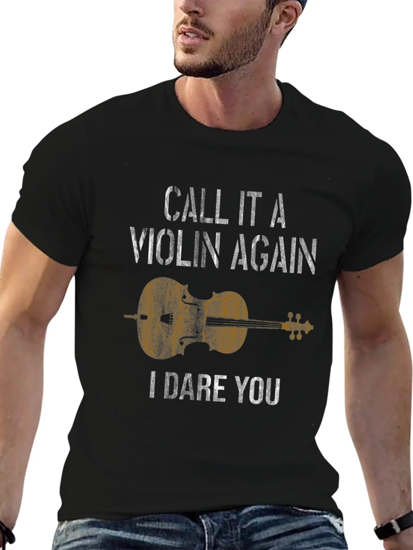 Camiseta Negra con Dise?o de Violonchelo I Dare You