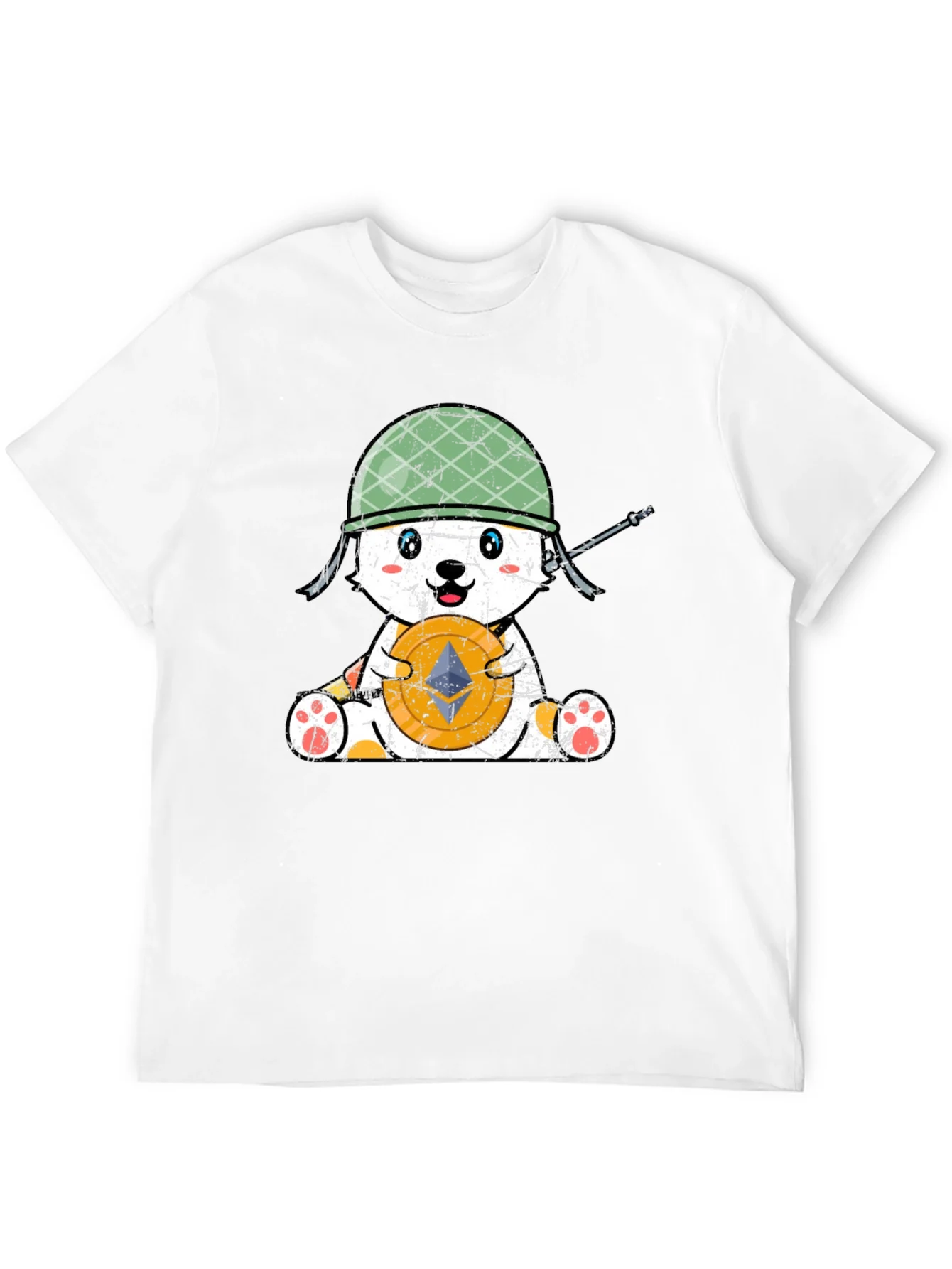 Camiseta Negra con Dise?o de Oso Militar Crypto
