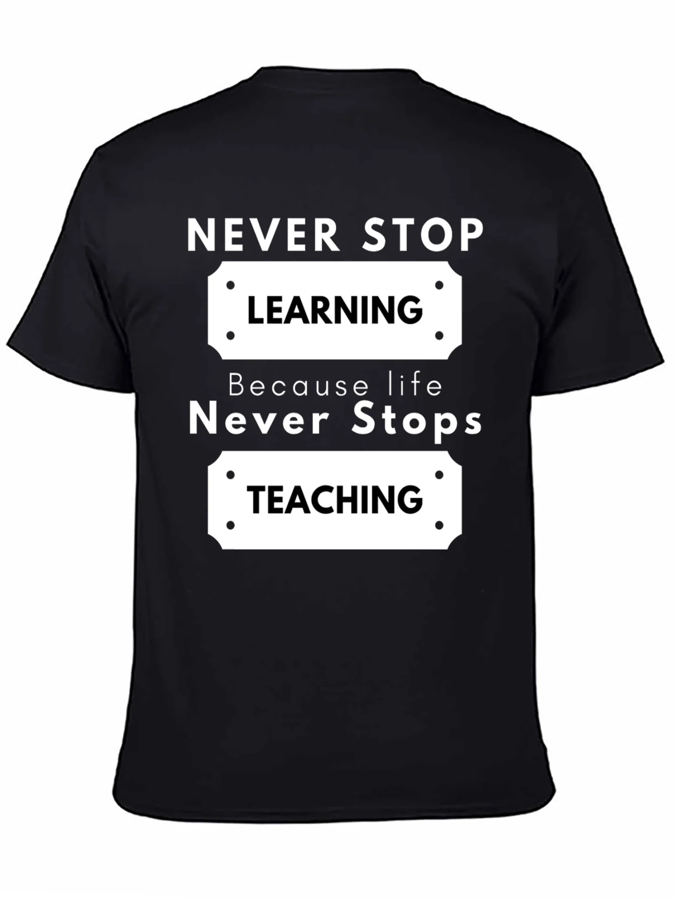 Rebbecca Never Stop Learning Black Graphic T-Shirt