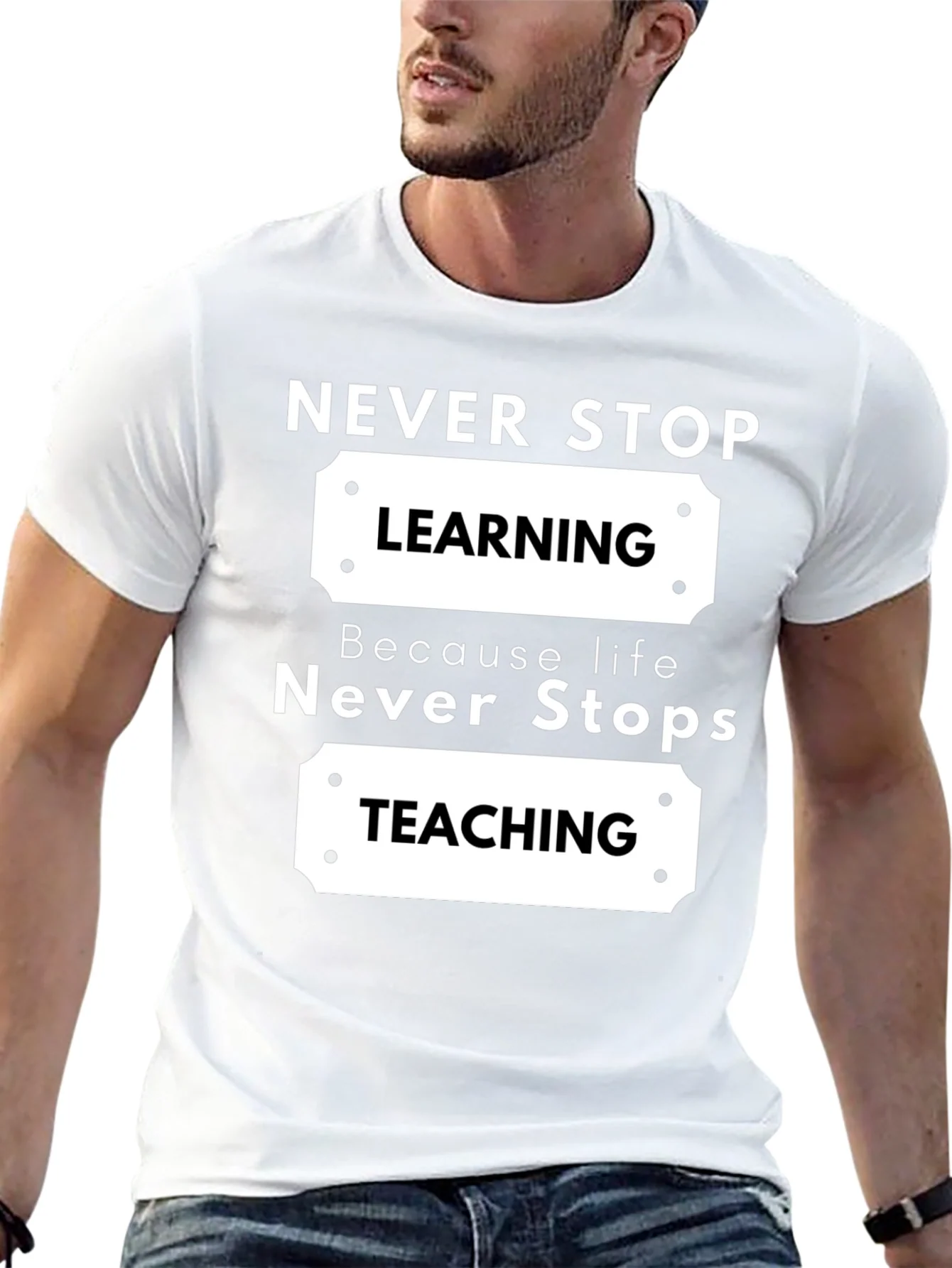 Rebbecca Never Stop Learning Black Graphic T-Shirt