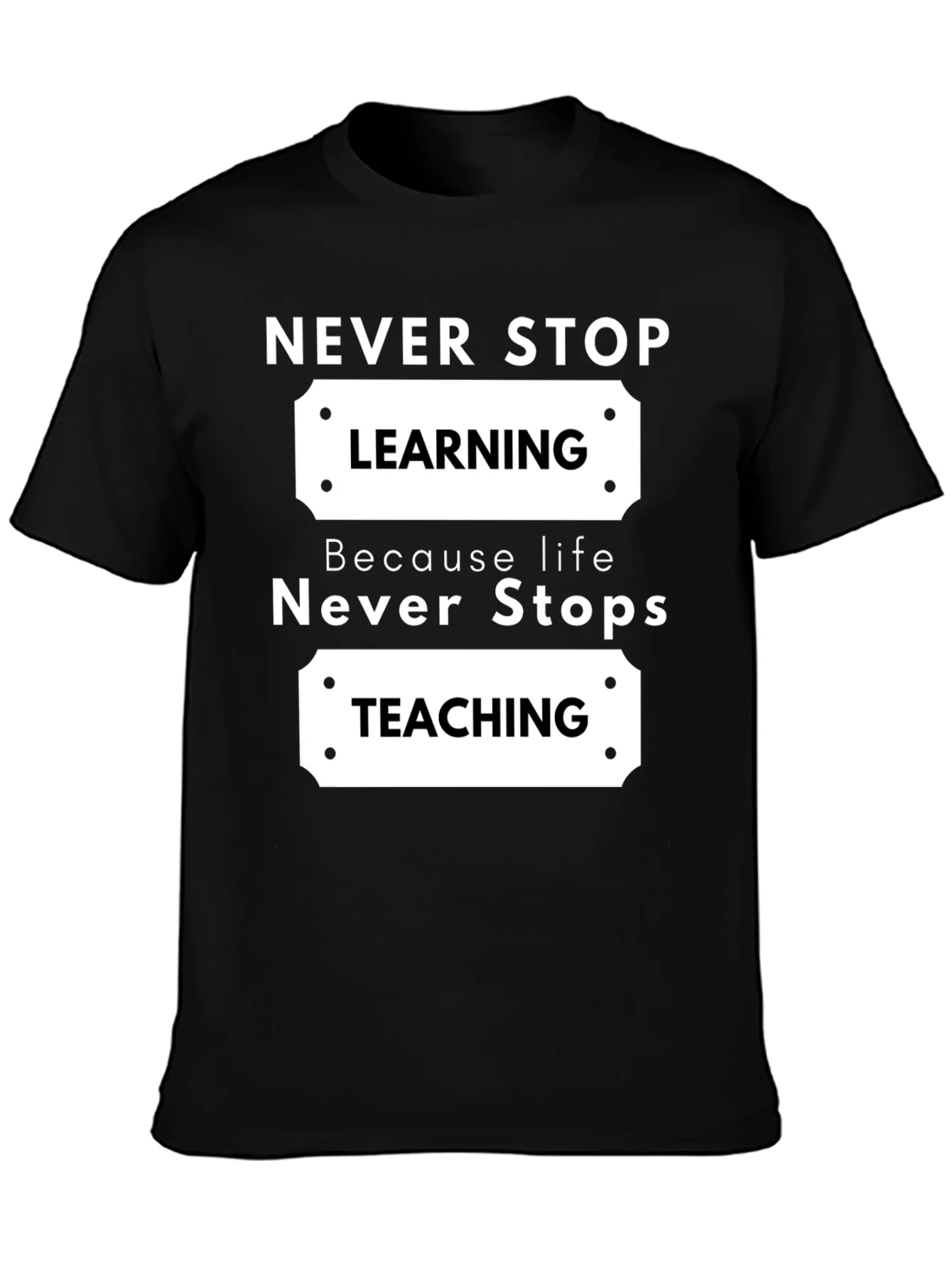 Rebbecca Never Stop Learning Black Graphic T-Shirt