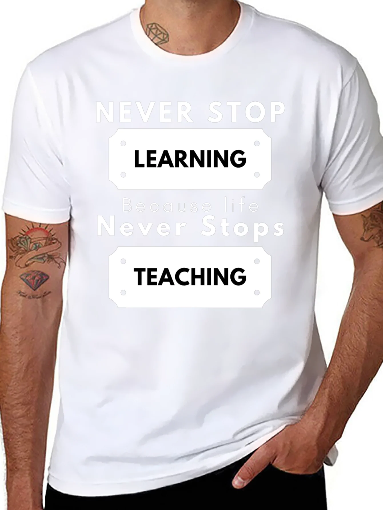 Rebbecca Never Stop Learning Black Graphic T-Shirt