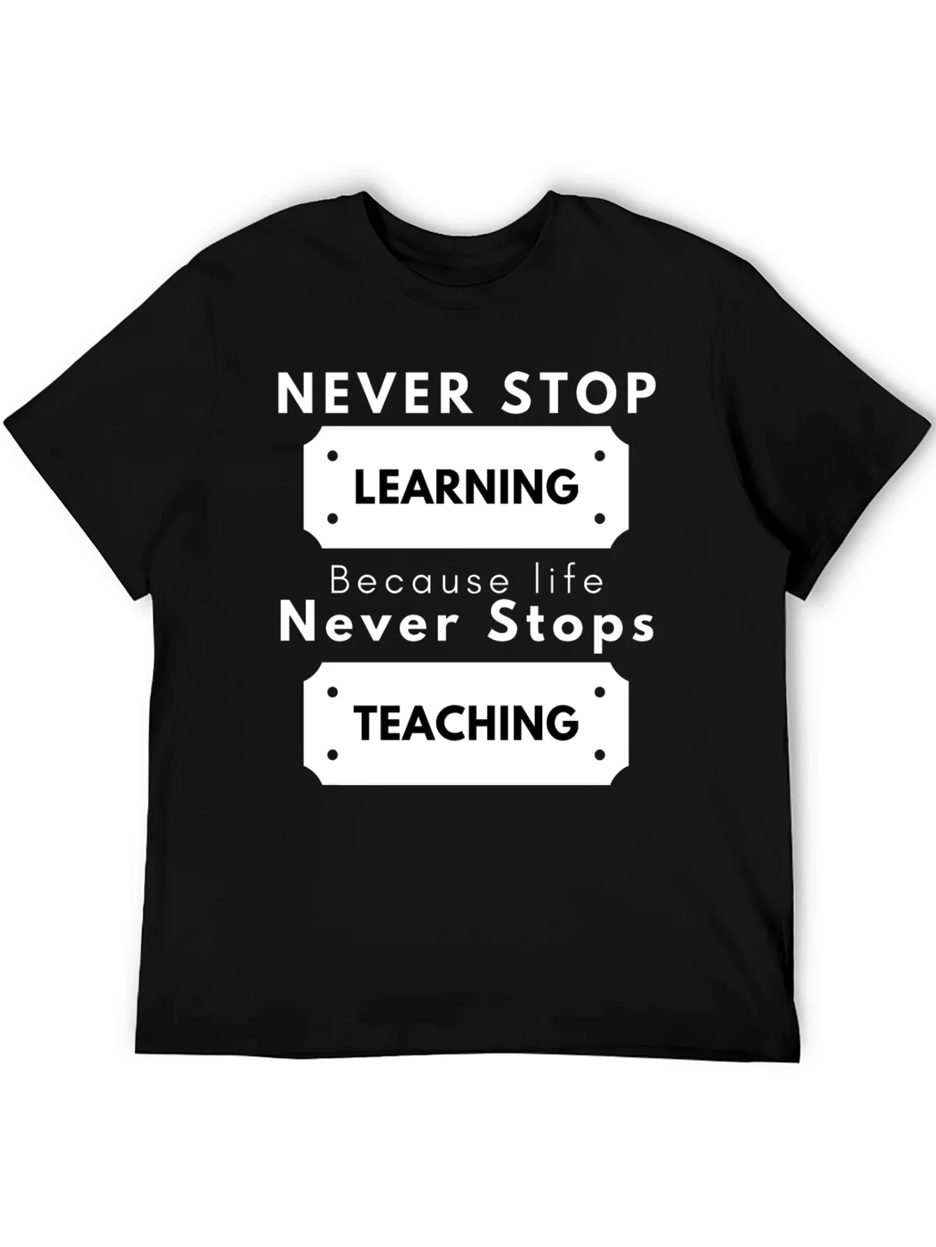 Rebbecca Never Stop Learning Black Graphic T-Shirt