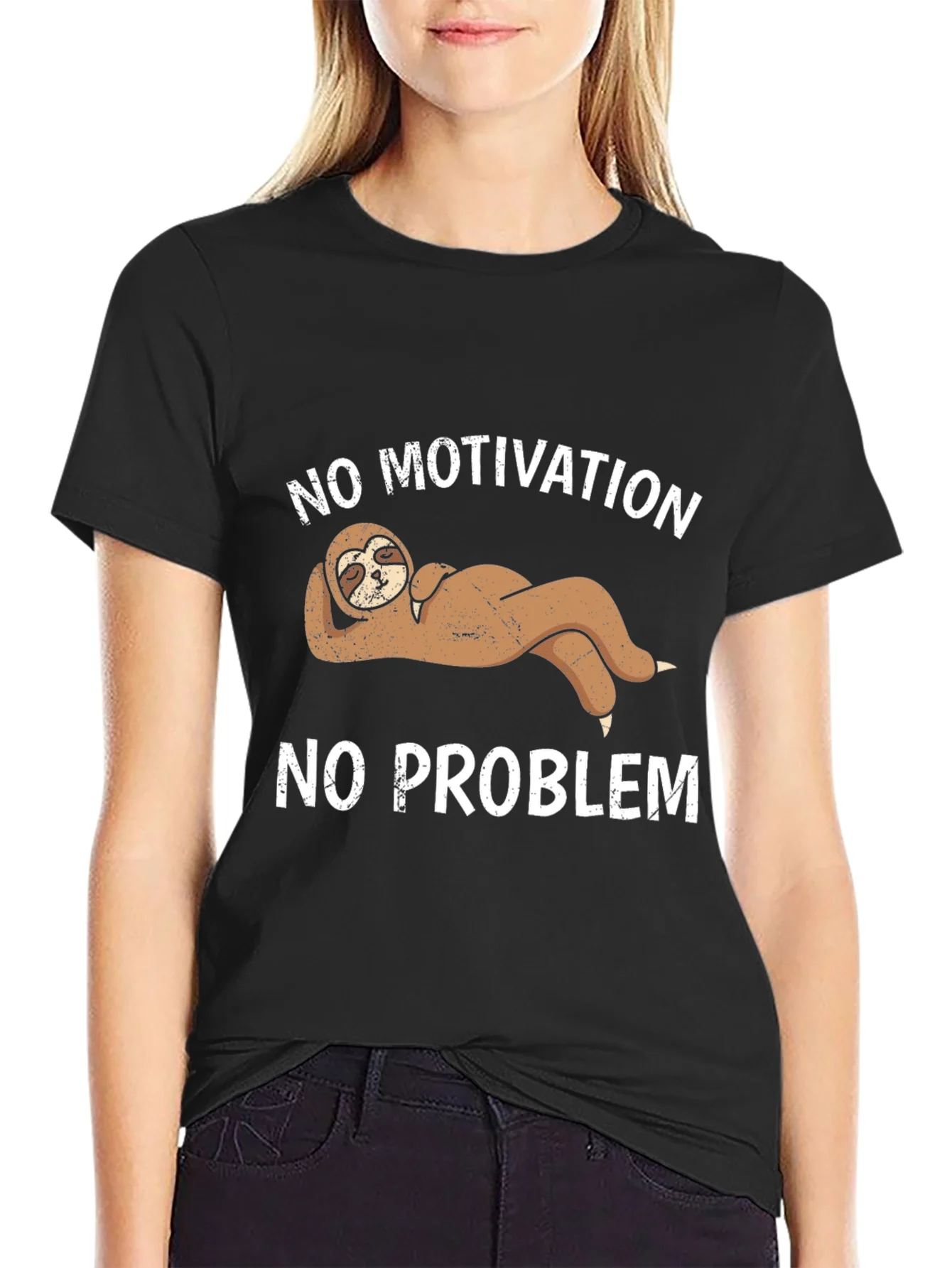 Rebbecca No Motivation No Problem Sloth Graphic Tee