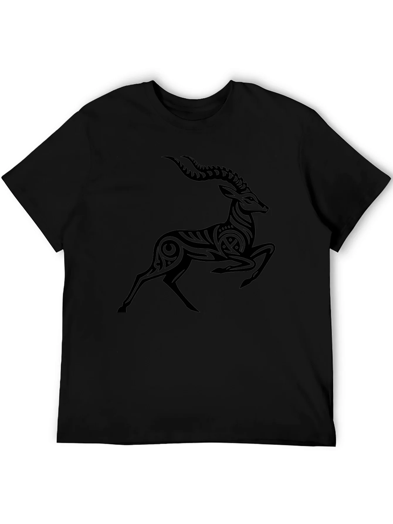 Rebbecca Tribal Antelope Graphic Black T-Shirt