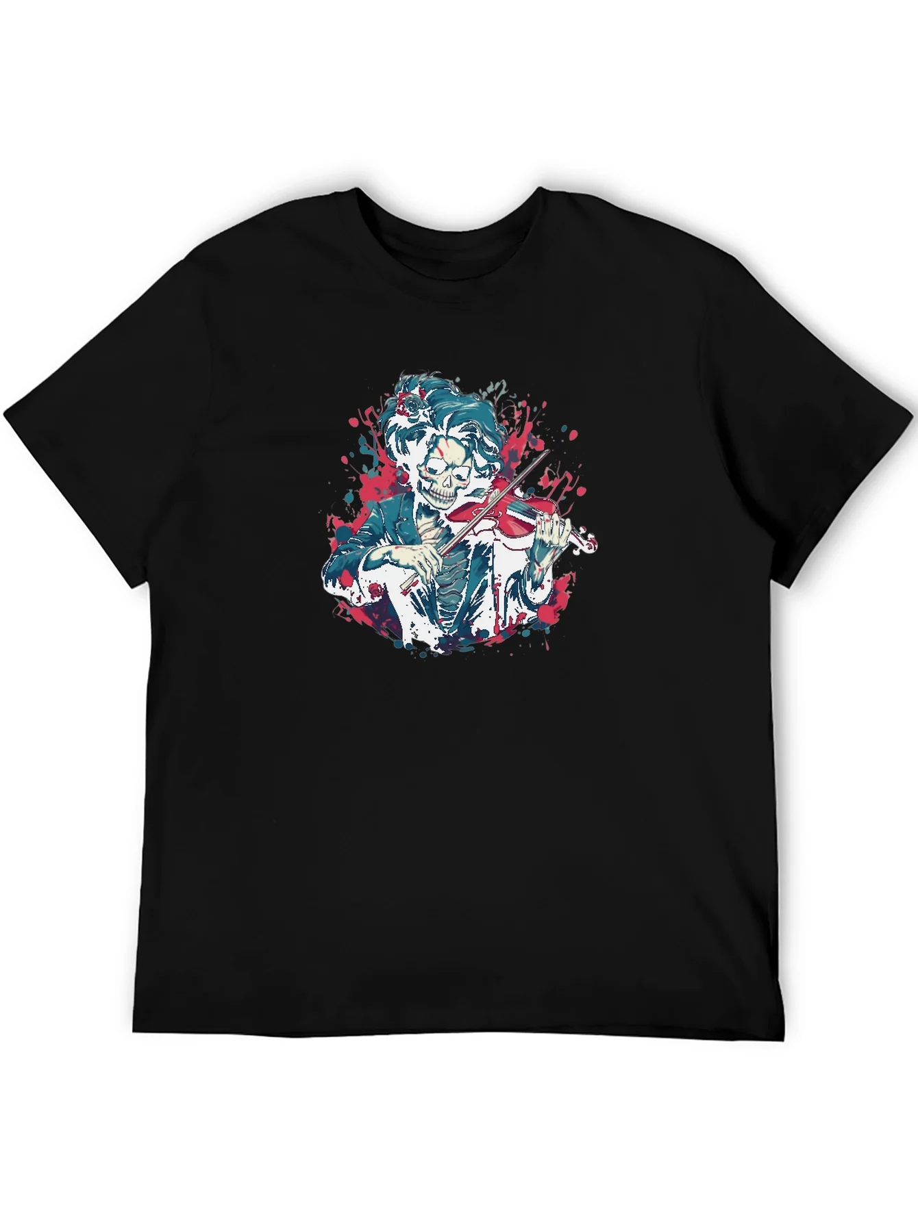 Rebbecca Skeleton Violinist Graphic Tee - Black