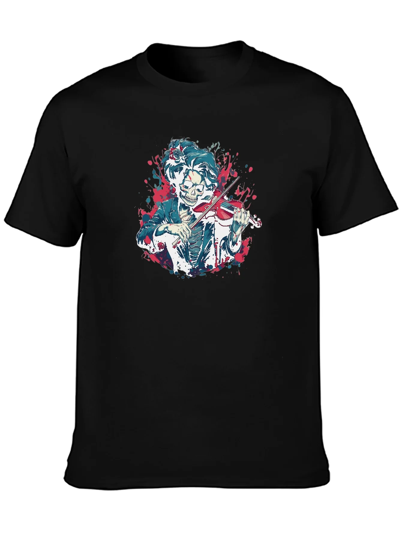 Rebbecca Skeleton Violinist Graphic Tee - Black