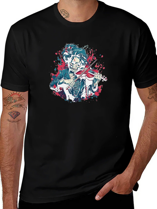 Rebbecca Skeleton Violinist Graphic Tee - Black