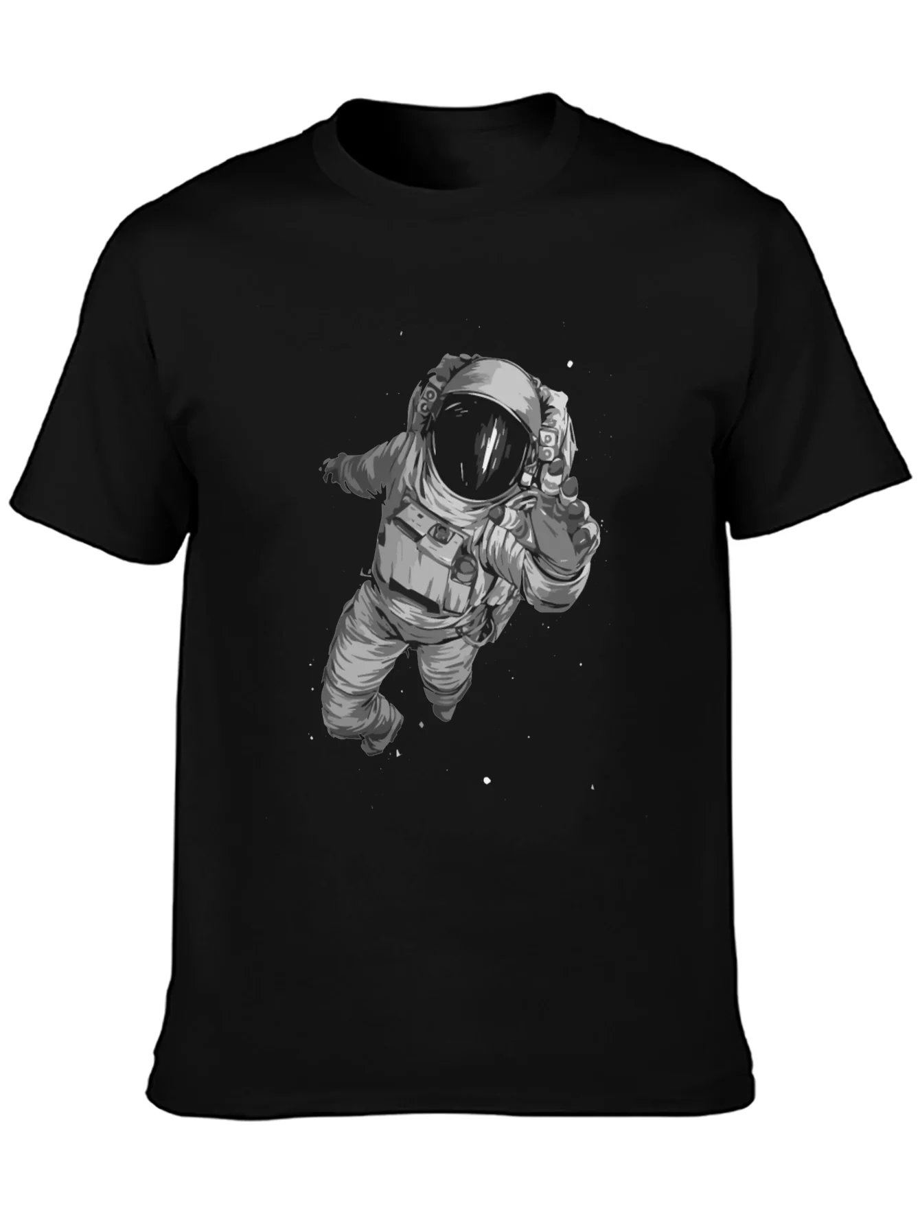 Camiseta Negra con Estampado de Astronauta