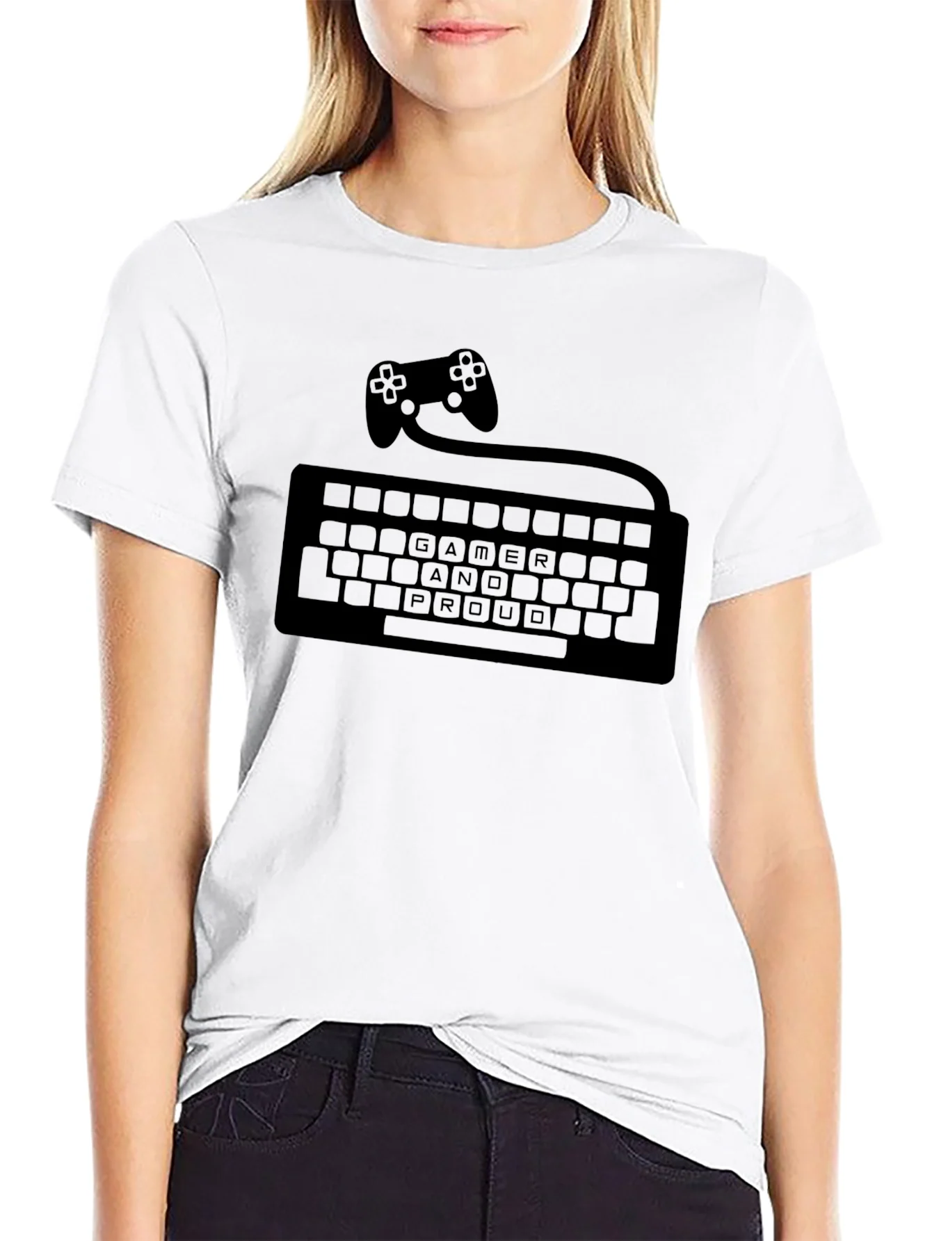Rebbecca Gamer and Proud T-Shirt - Controller Keyboard Design