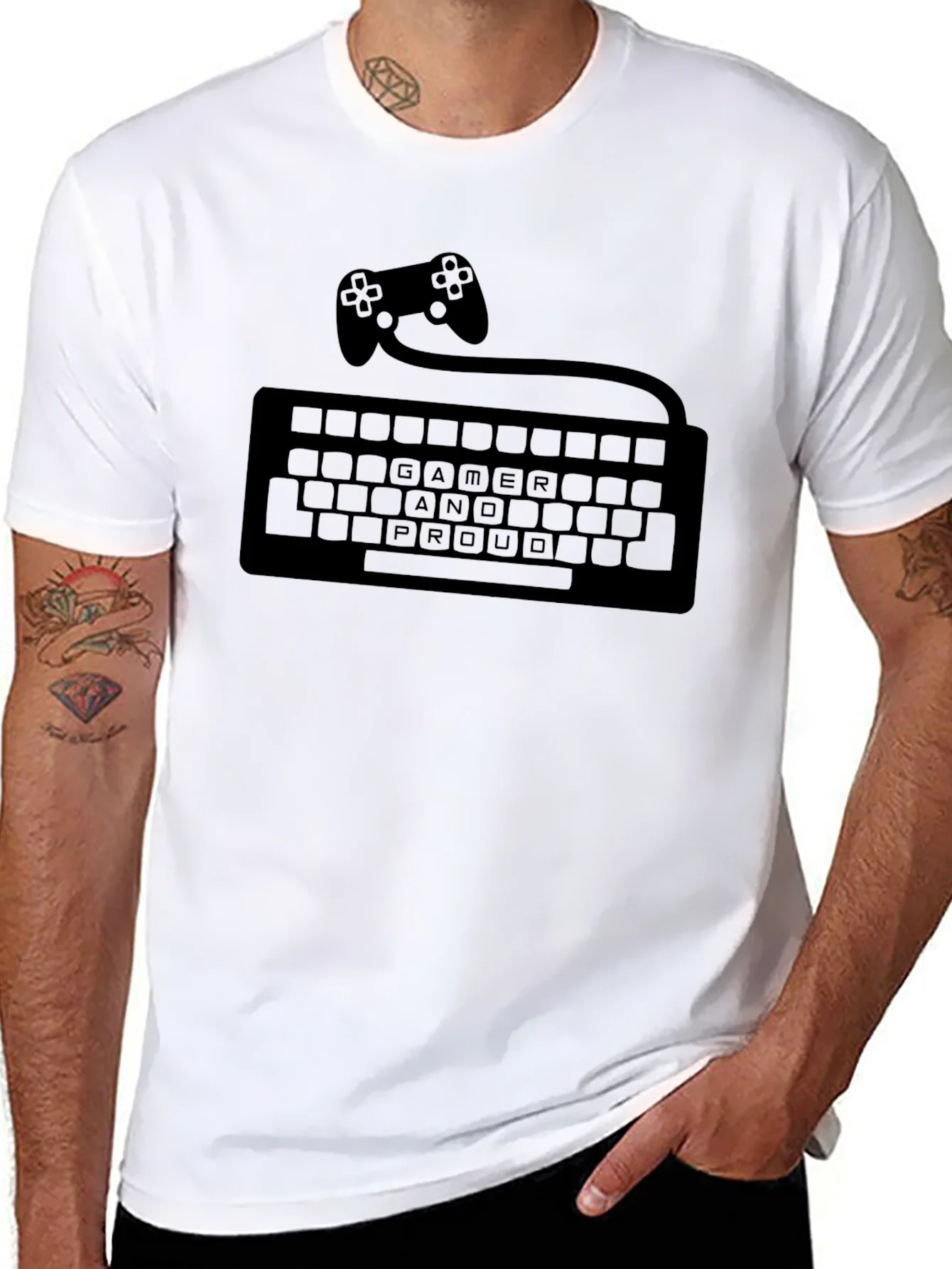 Rebbecca Gamer and Proud T-Shirt - Controller Keyboard Design
