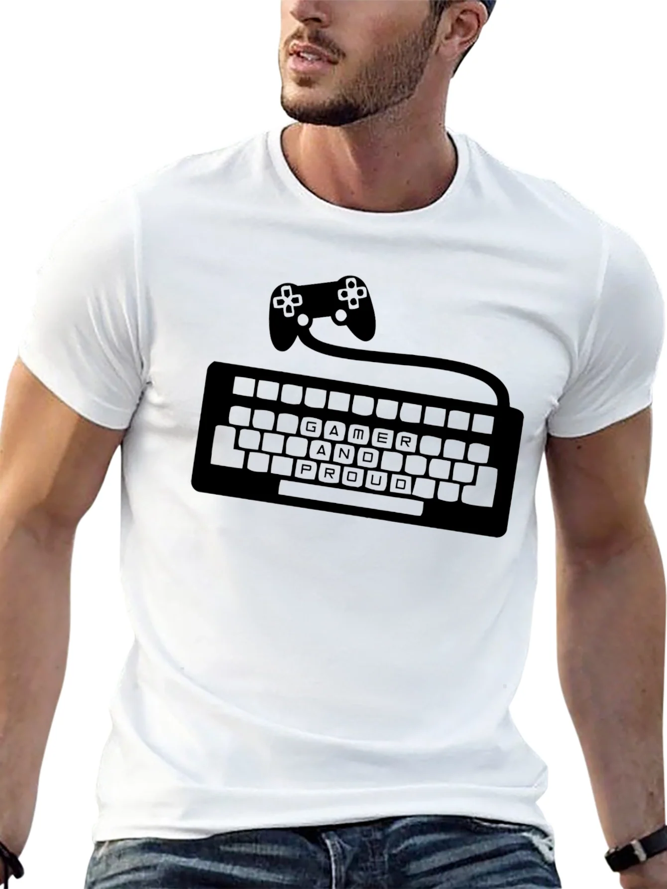 Rebbecca Gamer and Proud T-Shirt - Controller Keyboard Design