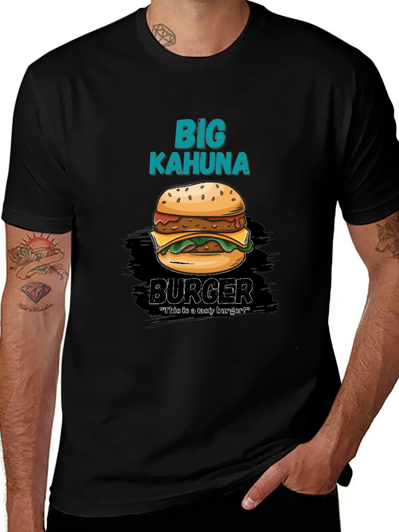 Camiseta Hombre Negra Estampado Big Kahuna Burger
