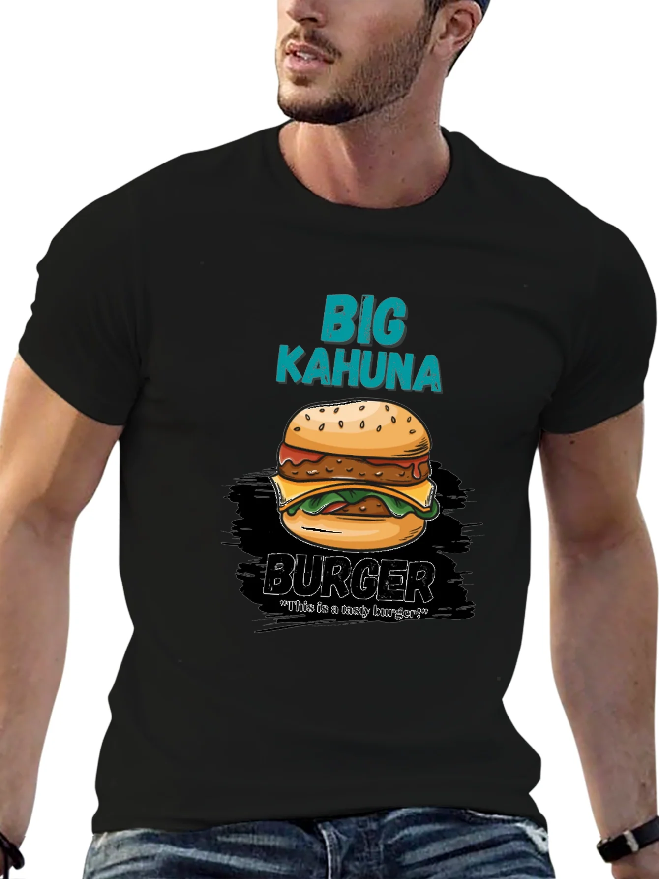 Camiseta Hombre Negra Estampado Big Kahuna Burger