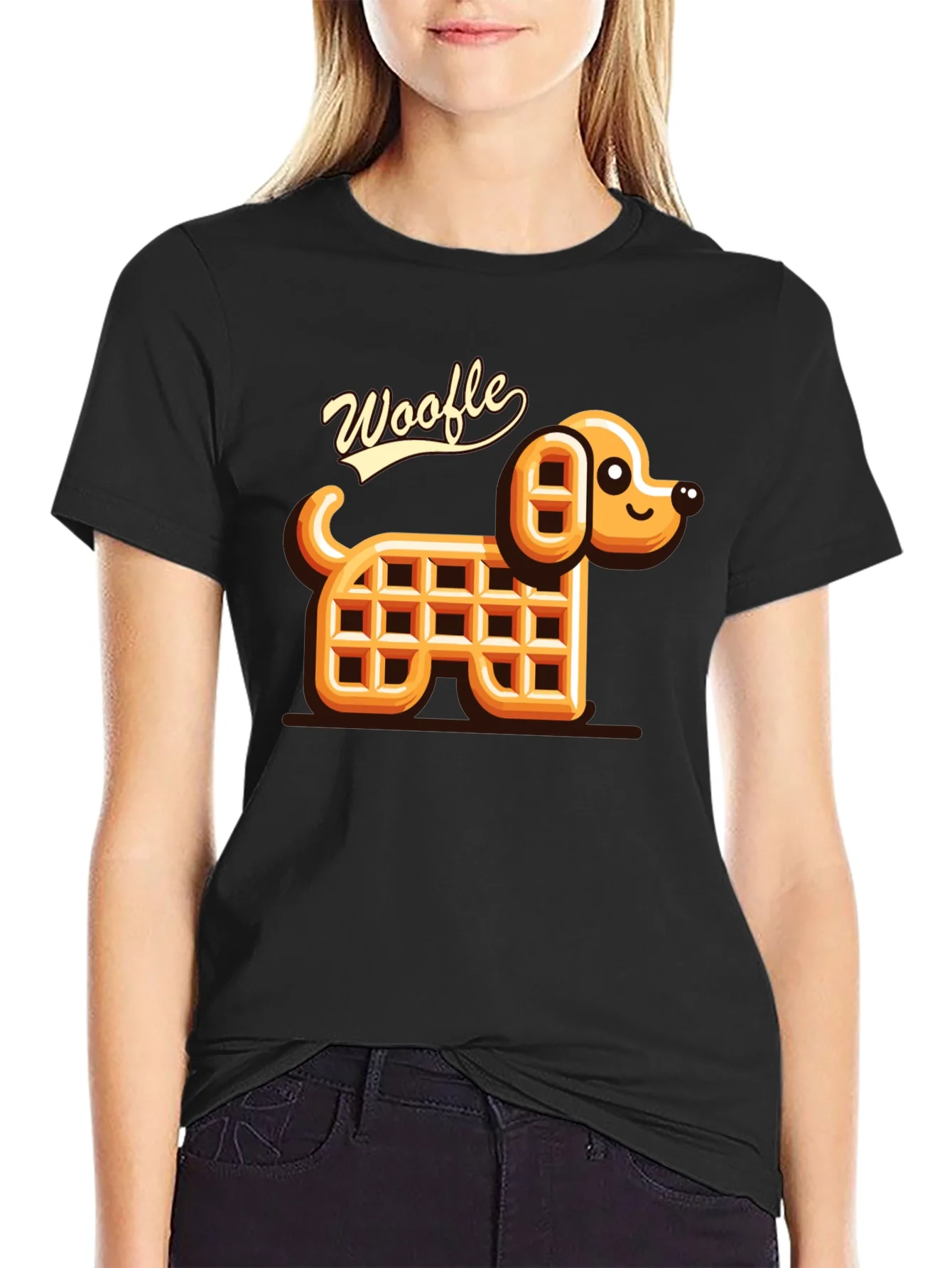 Rebbecca Woofle Waffle Dog Black T-Shirt