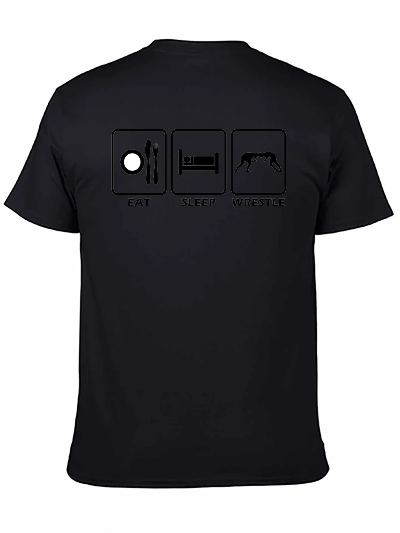 Camiseta Negra Deportiva: Comer Dormir Luchar