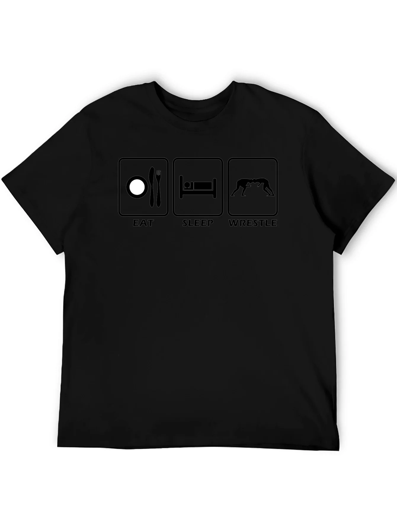 Camiseta Negra Deportiva: Comer Dormir Luchar