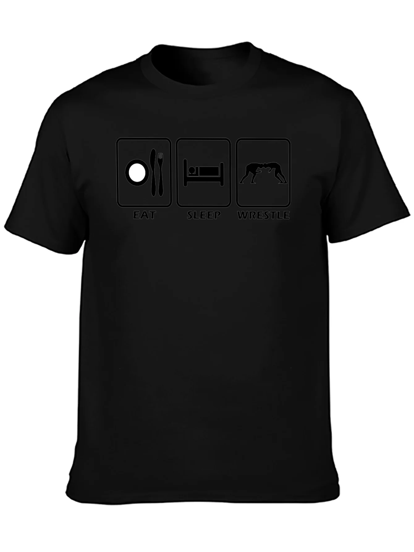 Camiseta Negra Deportiva: Comer Dormir Luchar