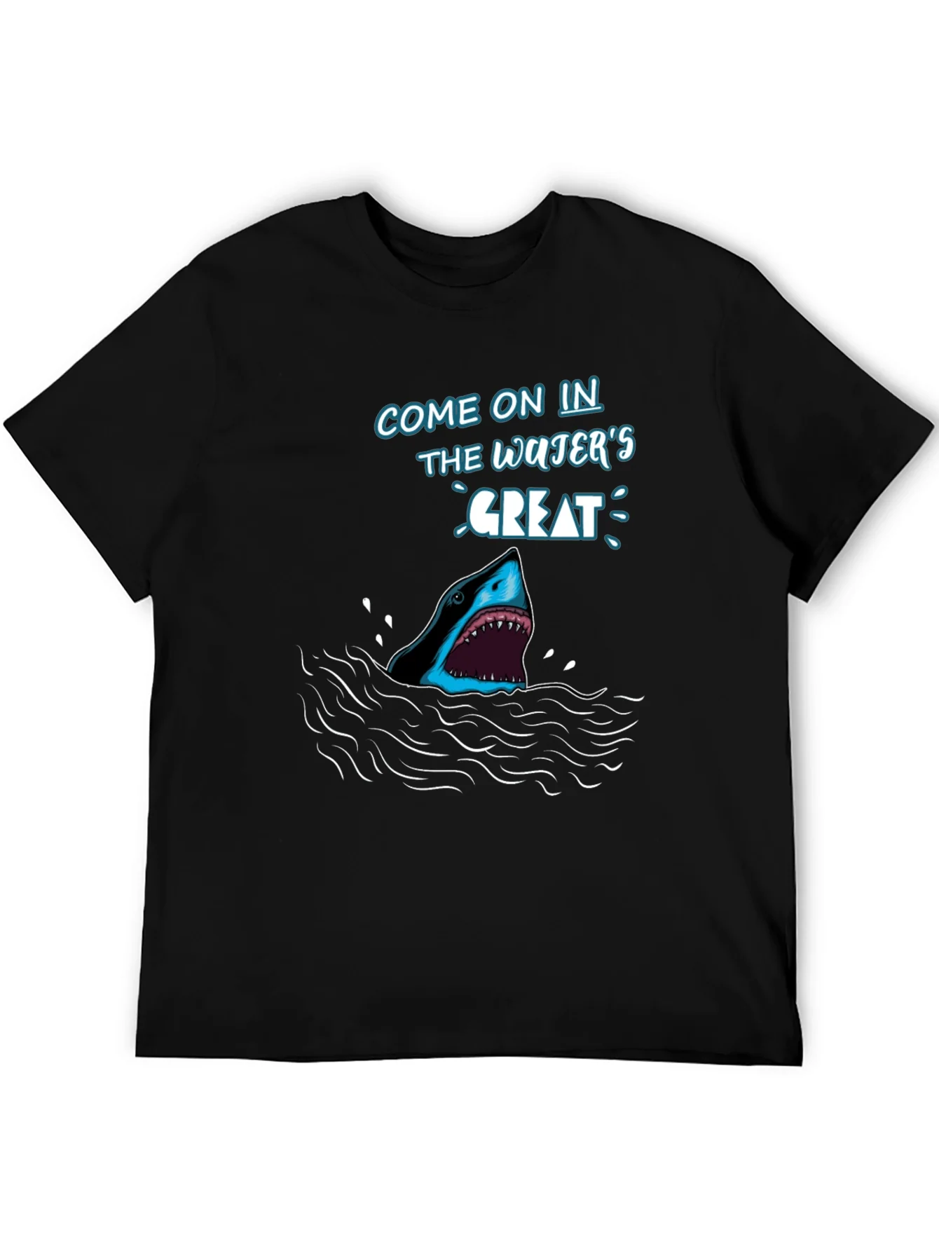 Camiseta Negra Tibur¨®n El Agua Est¨¢ Genial