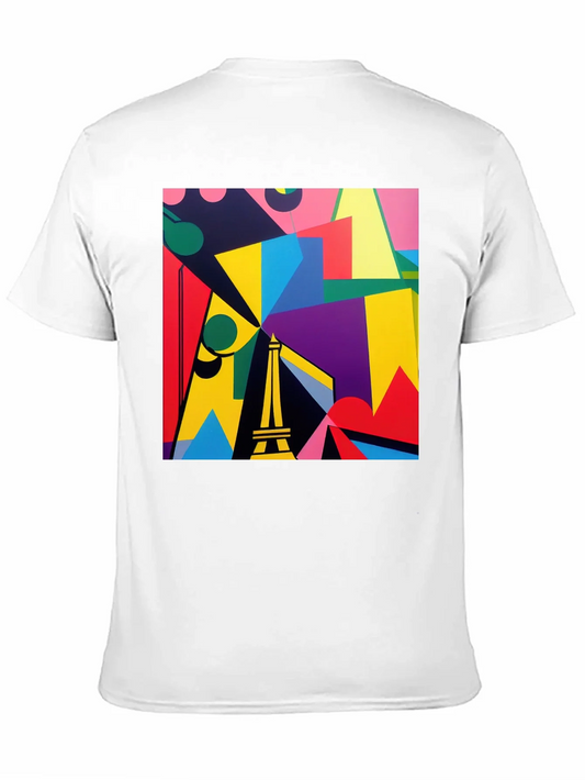 Camiseta Negra con Dise?o Abstracto de la Torre Eiffel