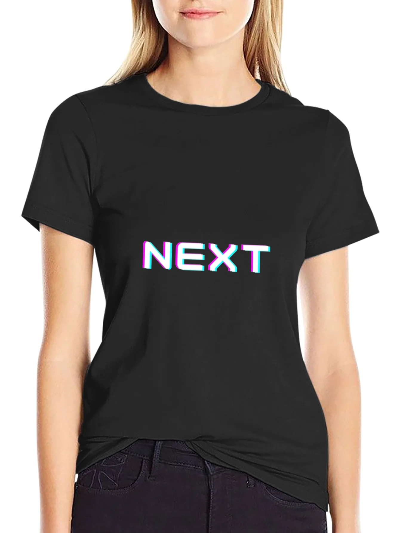 Camiseta Negra con Dise?o Gr¨¢fico NEXT