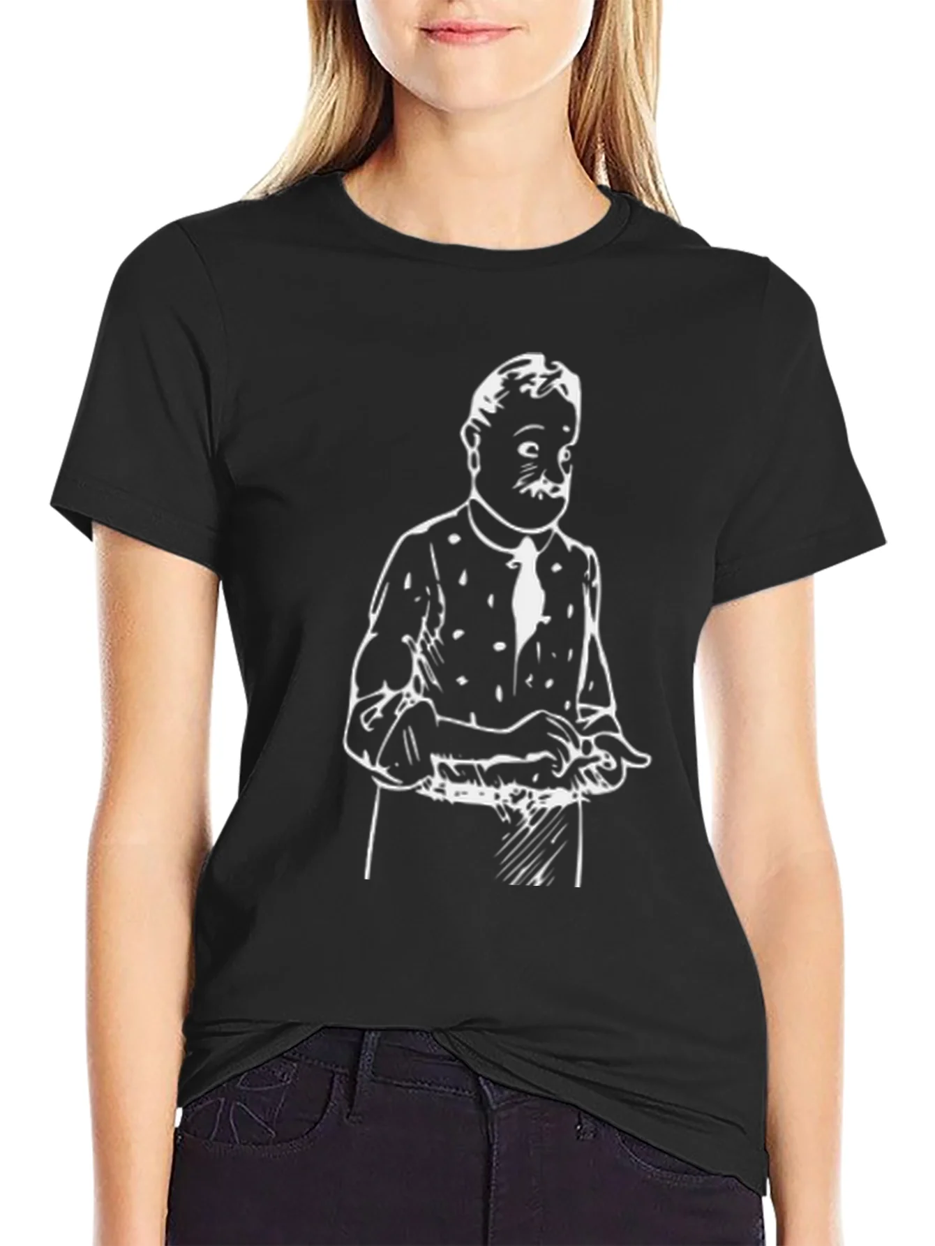 Rebbecca Retro Cartoon Black Graphic Tee