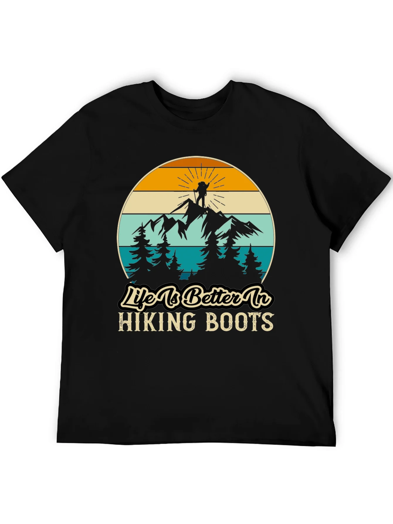 Camiseta Negra Life is Better in Hiking Boots