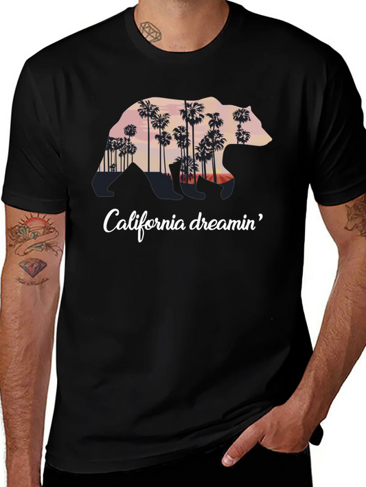 Camiseta Negra California Dreamin Oso Palm Trees