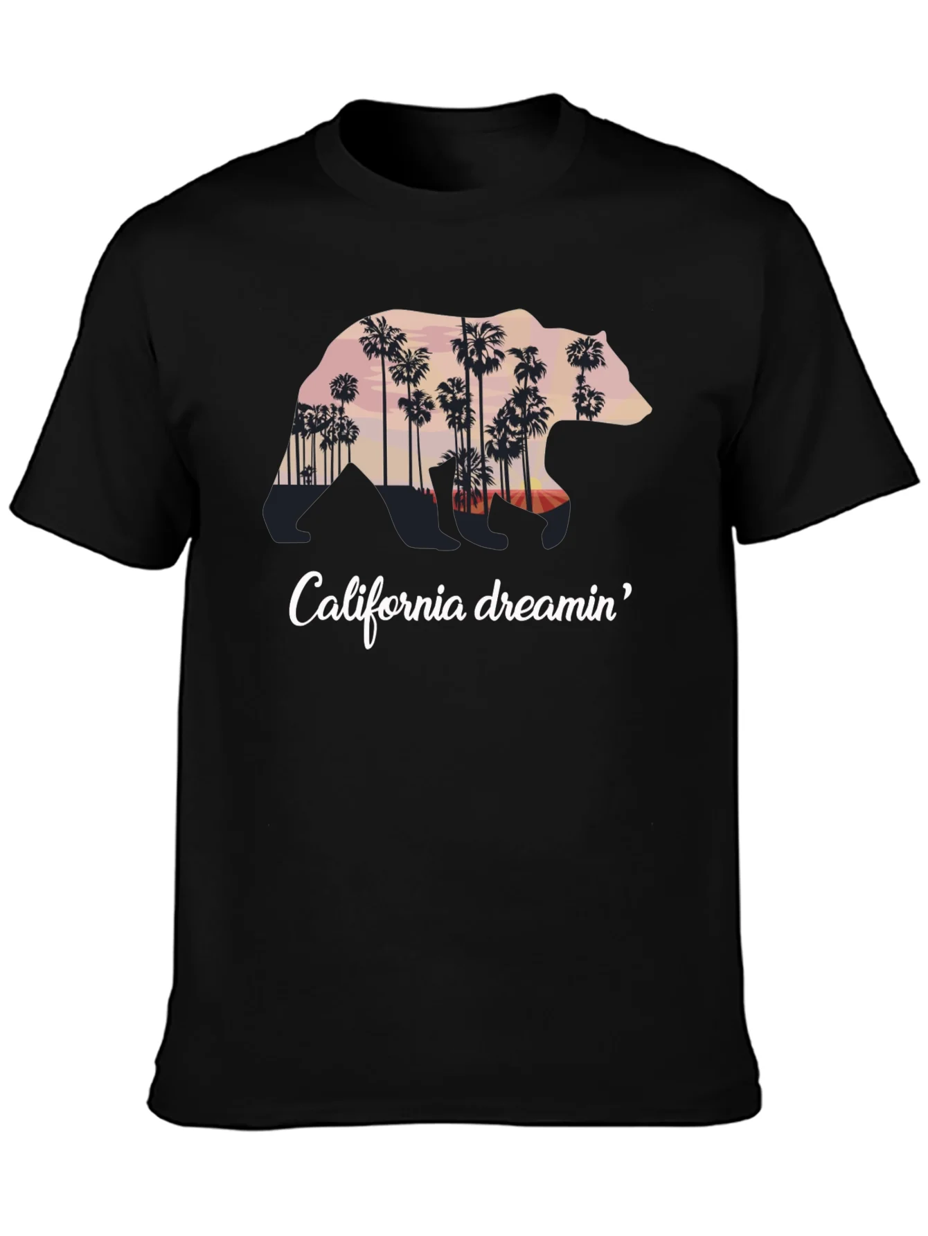 Camiseta Negra California Dreamin Oso Palm Trees