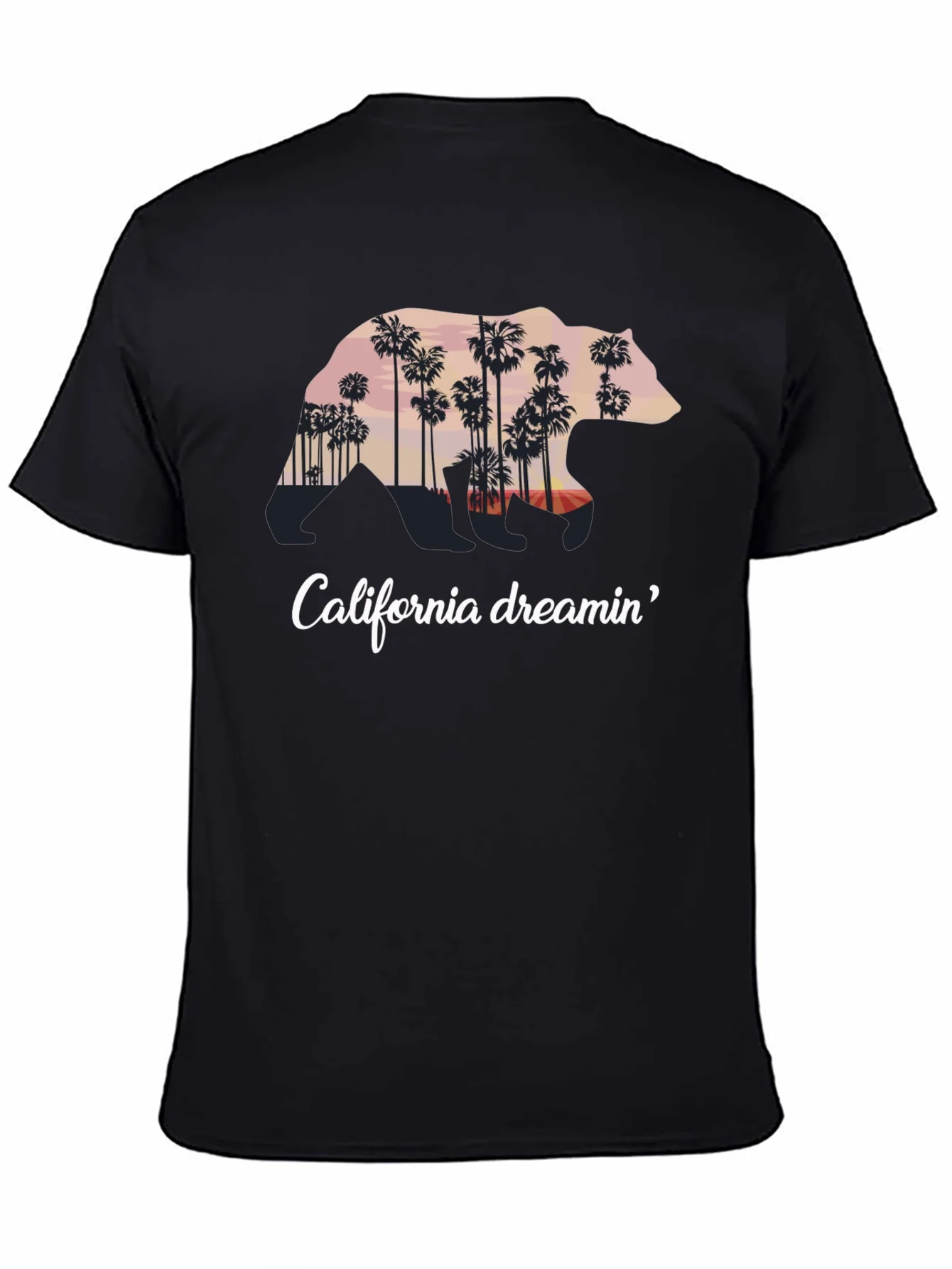 Camiseta Negra California Dreamin Oso Palm Trees