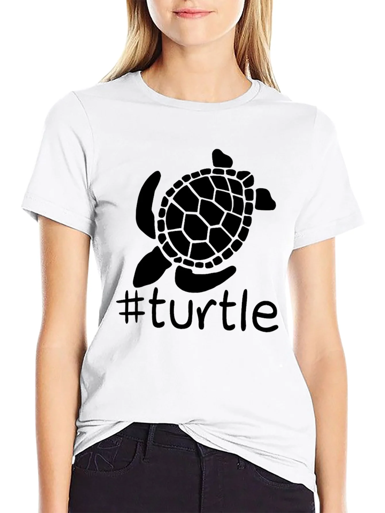 Rebbecca Turtle Graphic Tee - Trendy Black T-Shirt