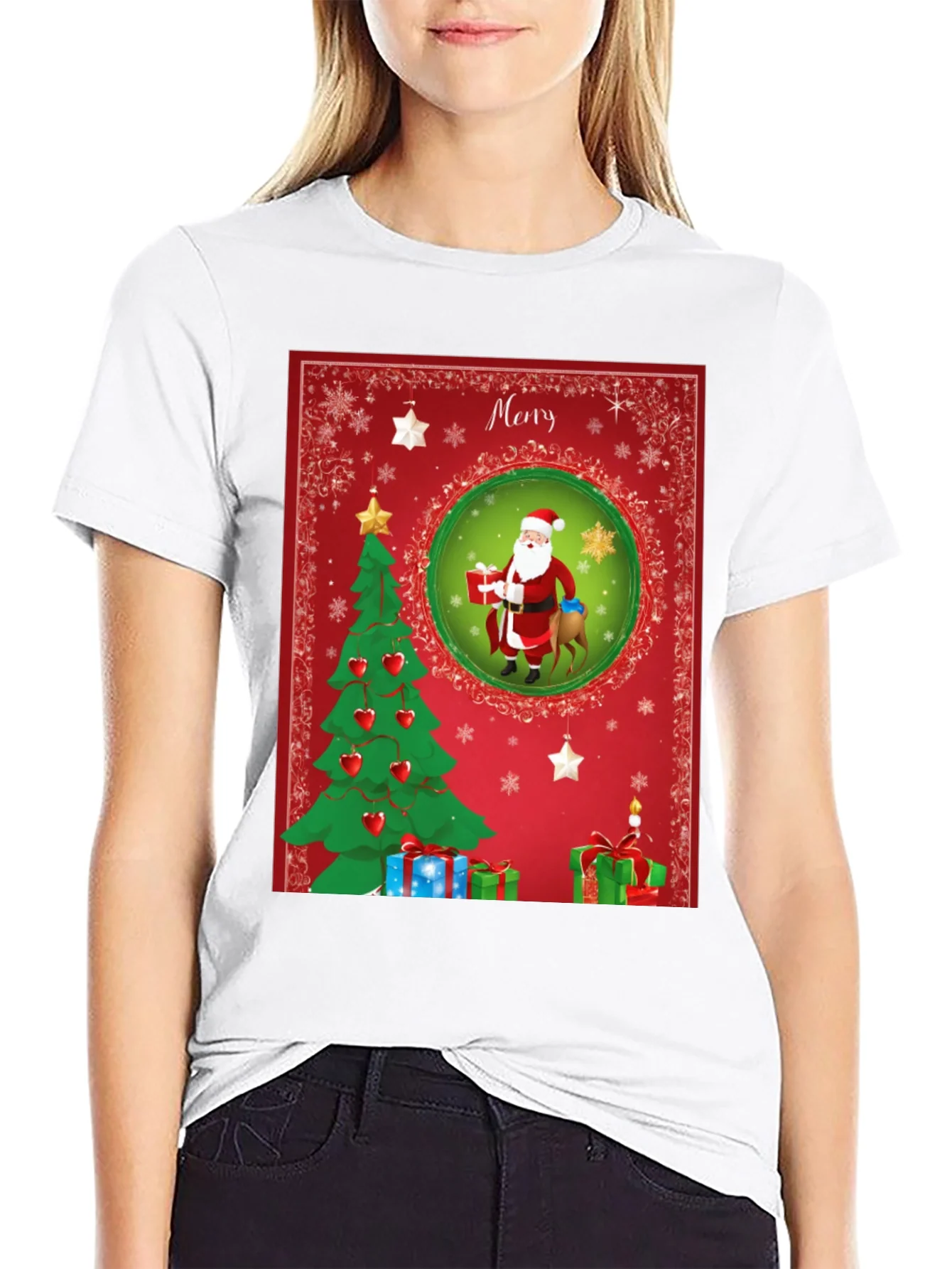 Rebbecca Festive Christmas Santa T-Shirt - Holiday Cheer