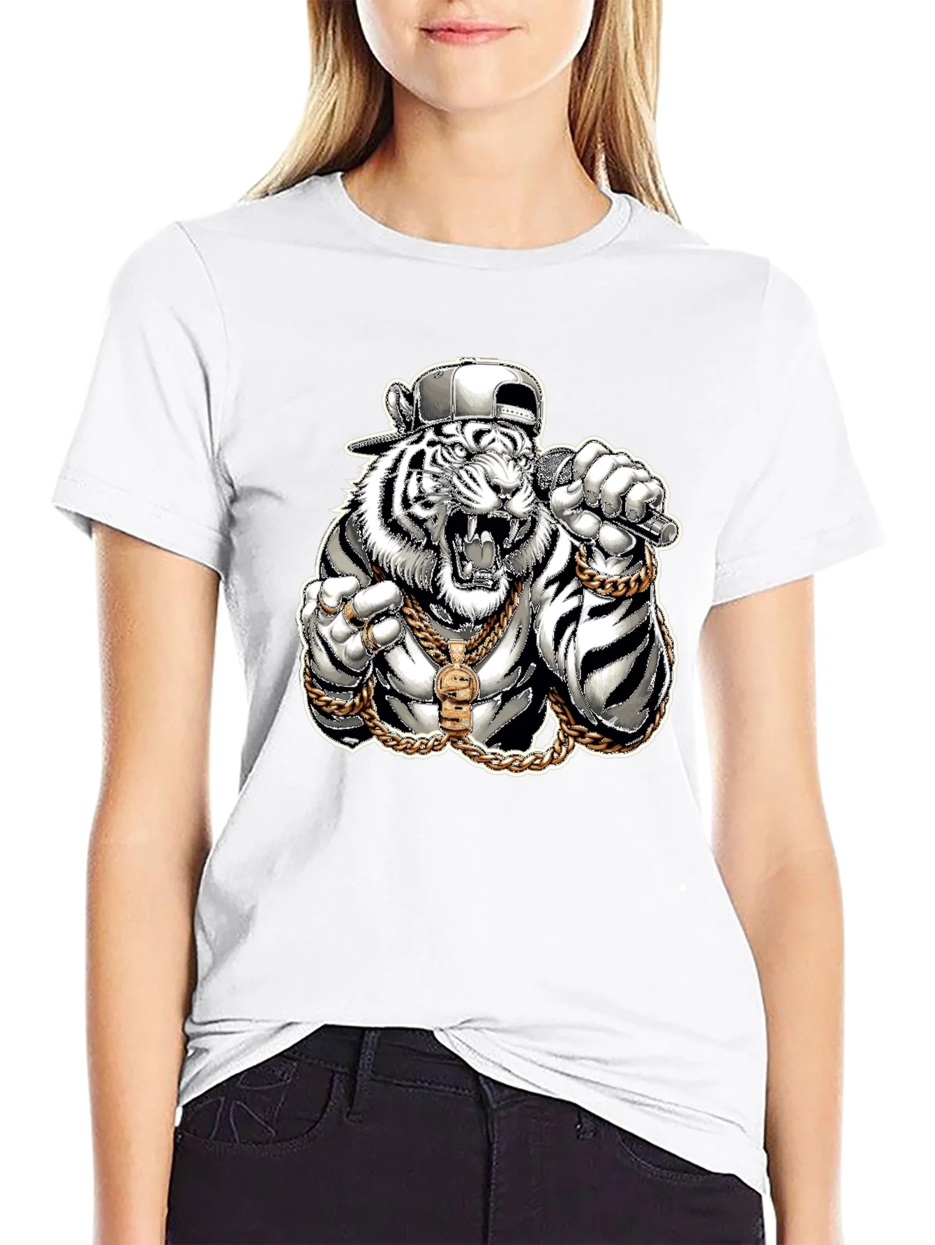 Camiseta Negra con Tigre Rapero