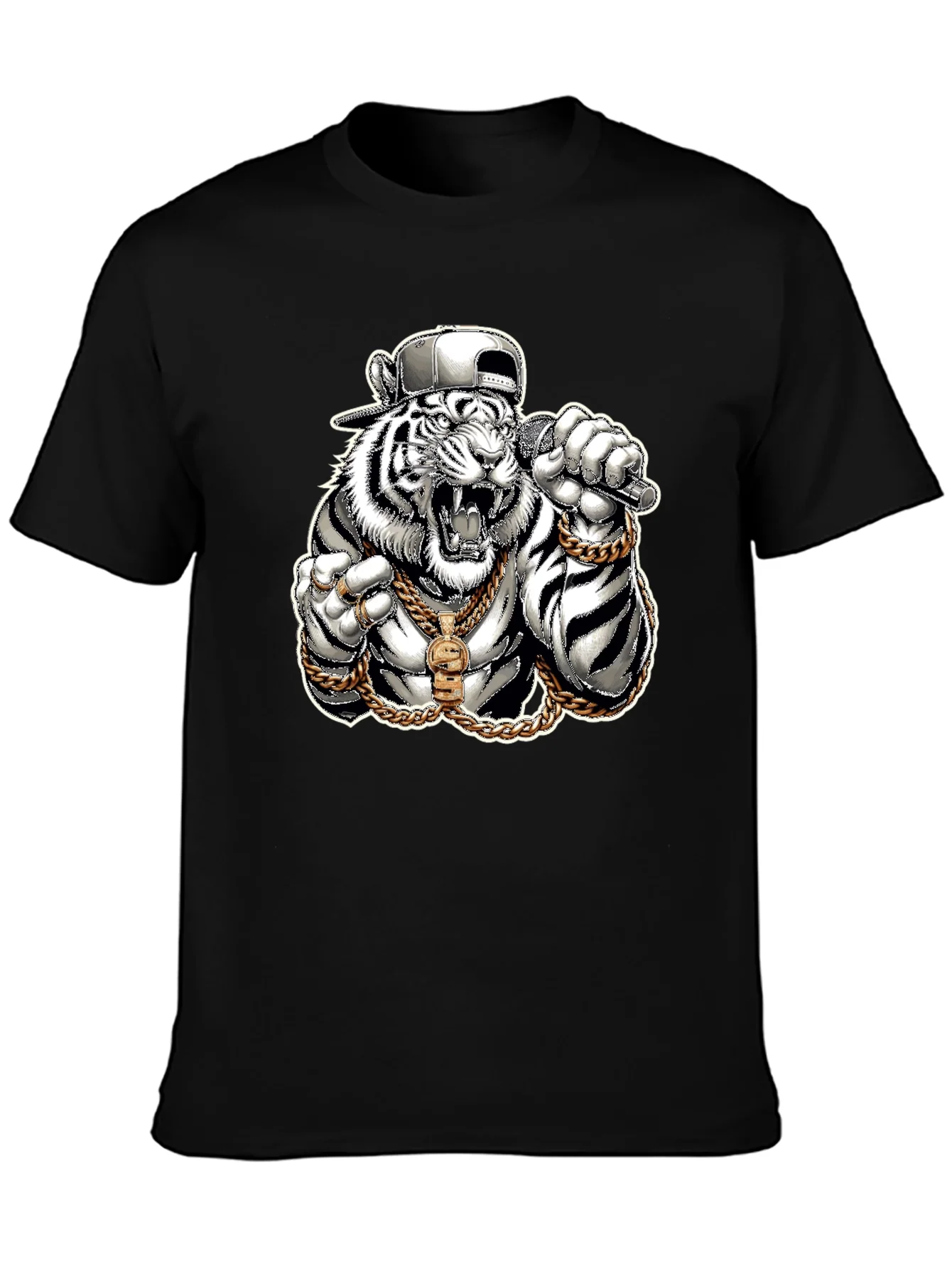Camiseta Negra con Tigre Rapero