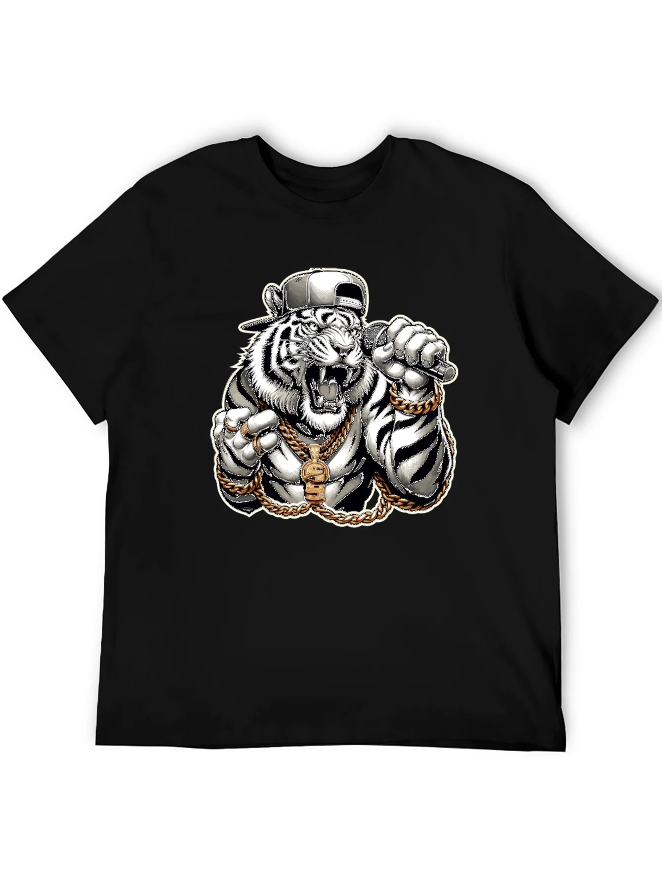 Camiseta Negra con Tigre Rapero