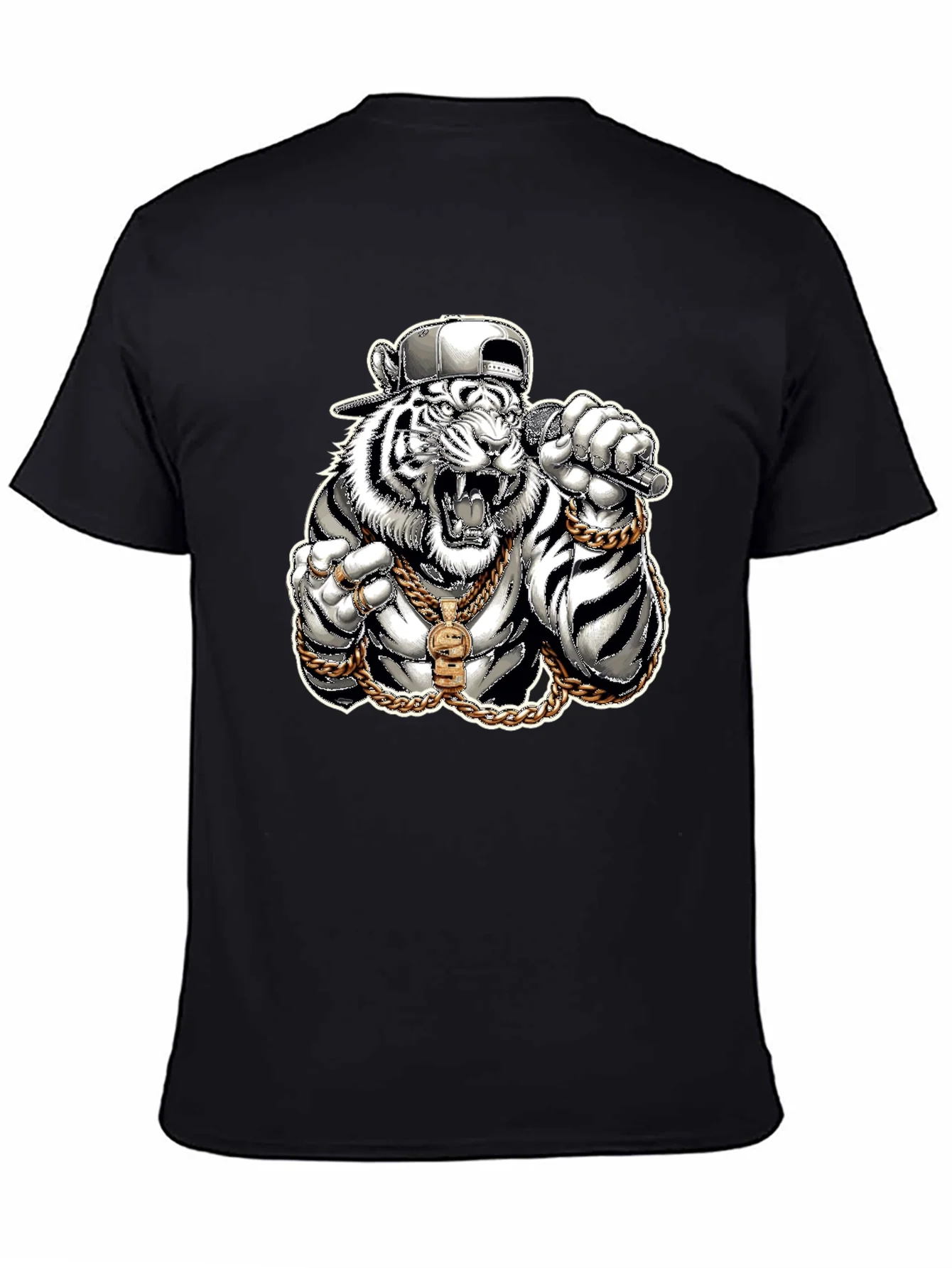 Camiseta Negra con Tigre Rapero
