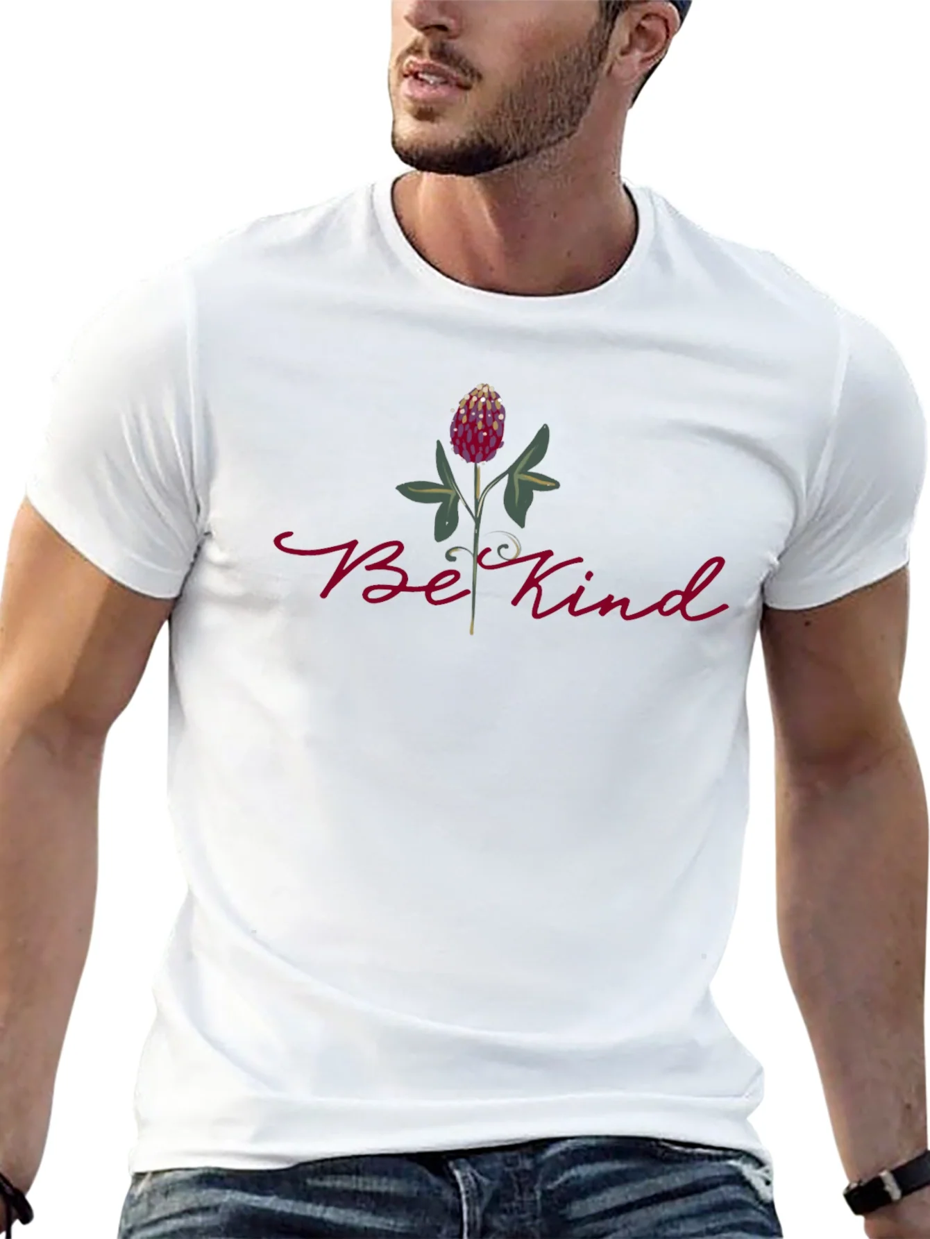 Camiseta Negra Be Kind con Dise?o Floral