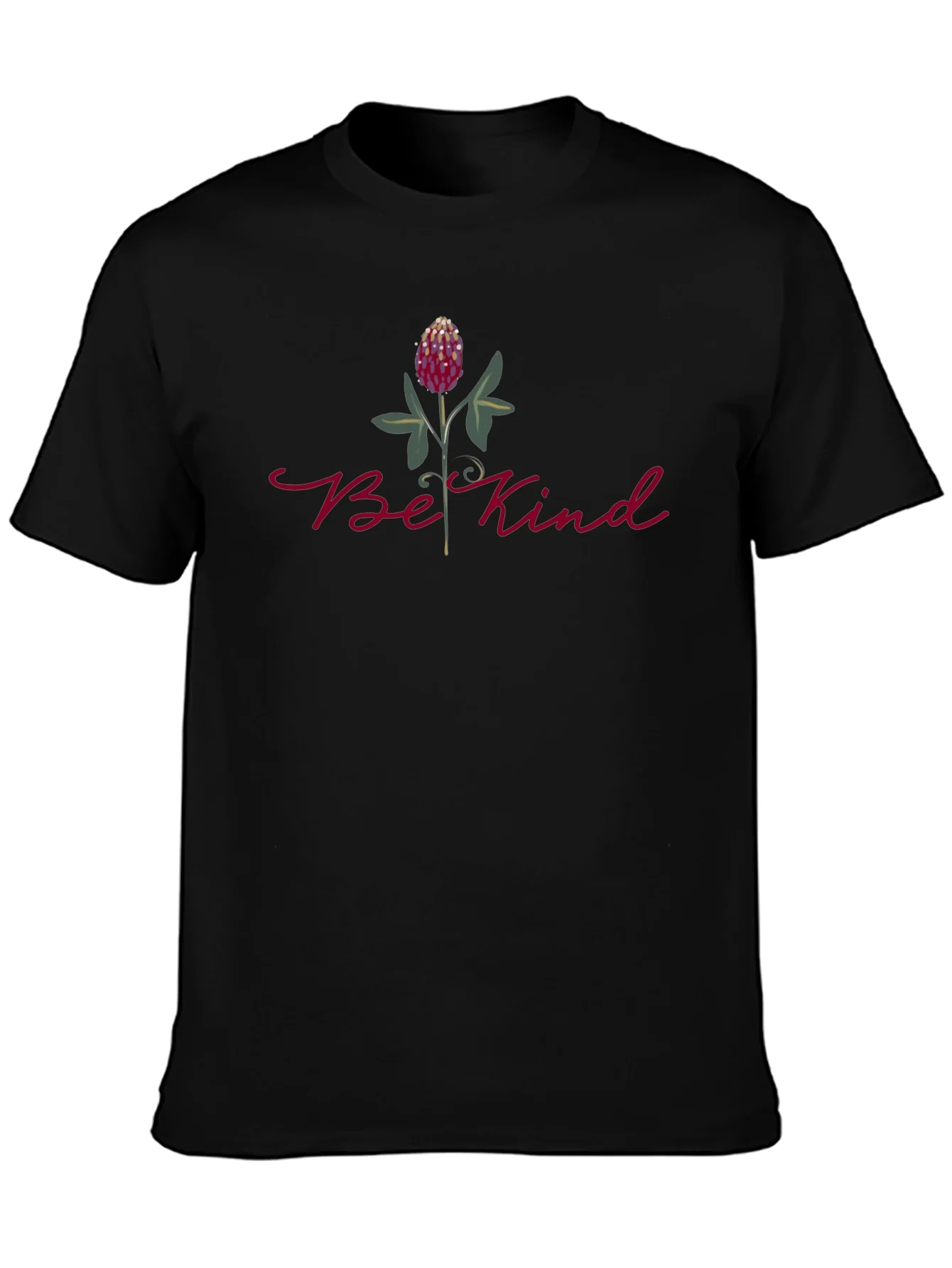 Camiseta Negra Be Kind con Dise?o Floral