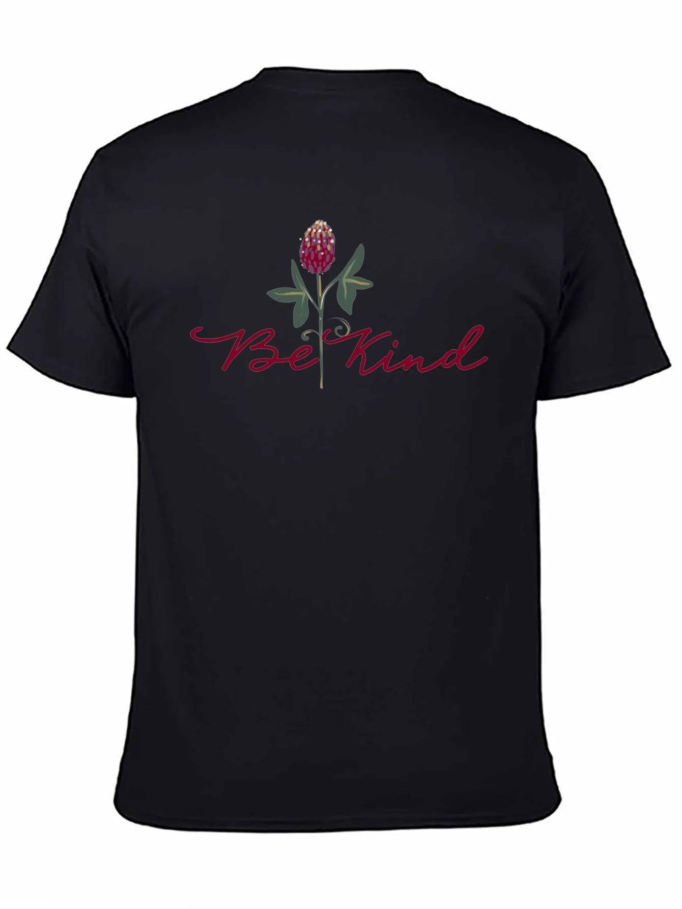 Camiseta Negra Be Kind con Dise?o Floral