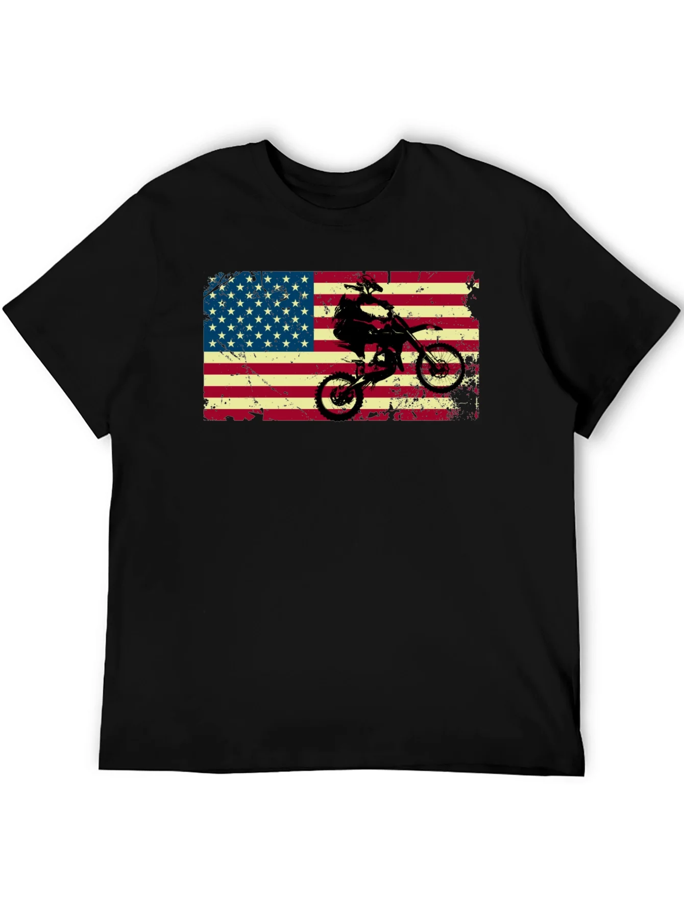Camiseta Negra con Dise?o Americano y Motocross