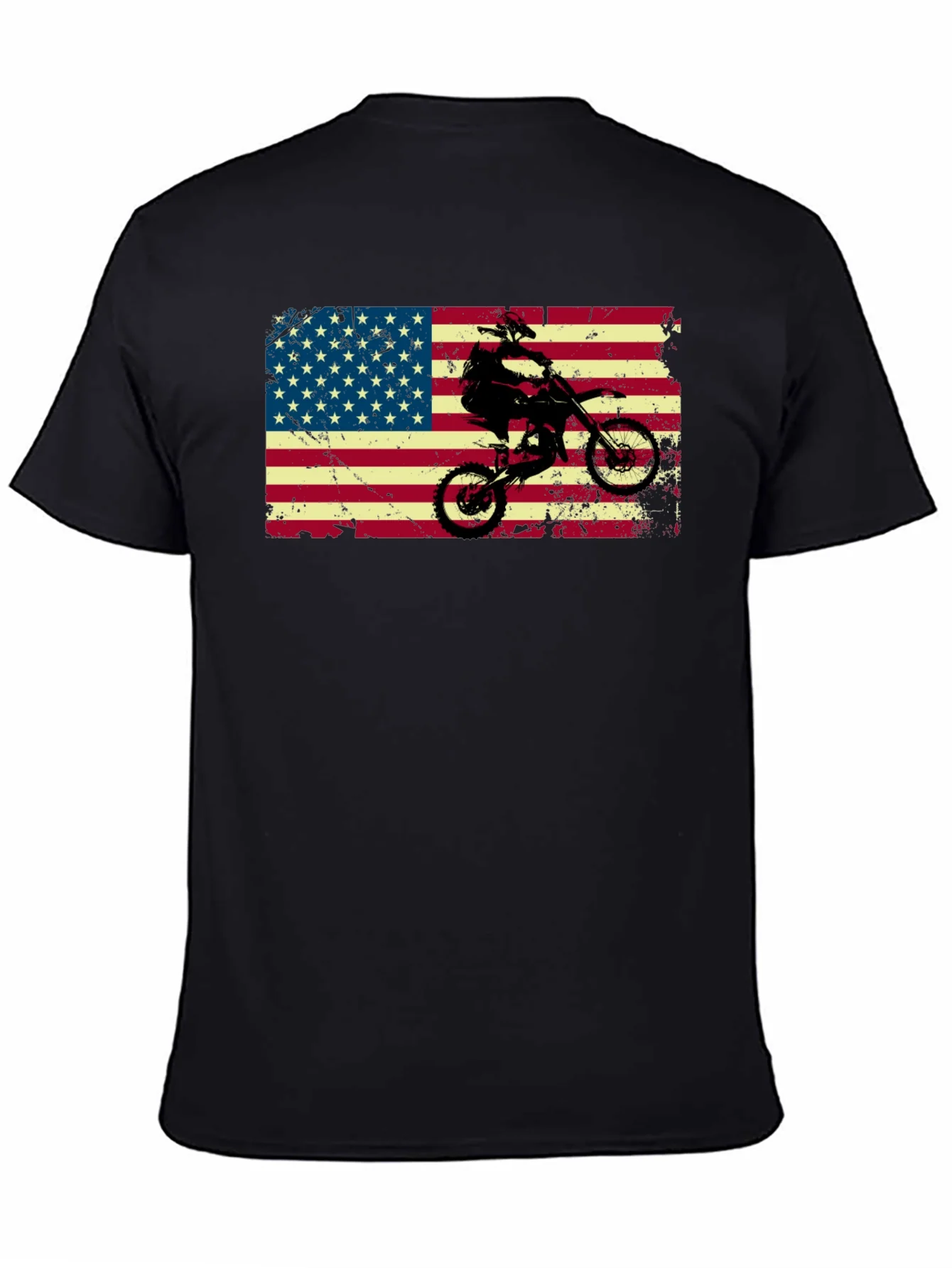 Camiseta Negra con Dise?o Americano y Motocross