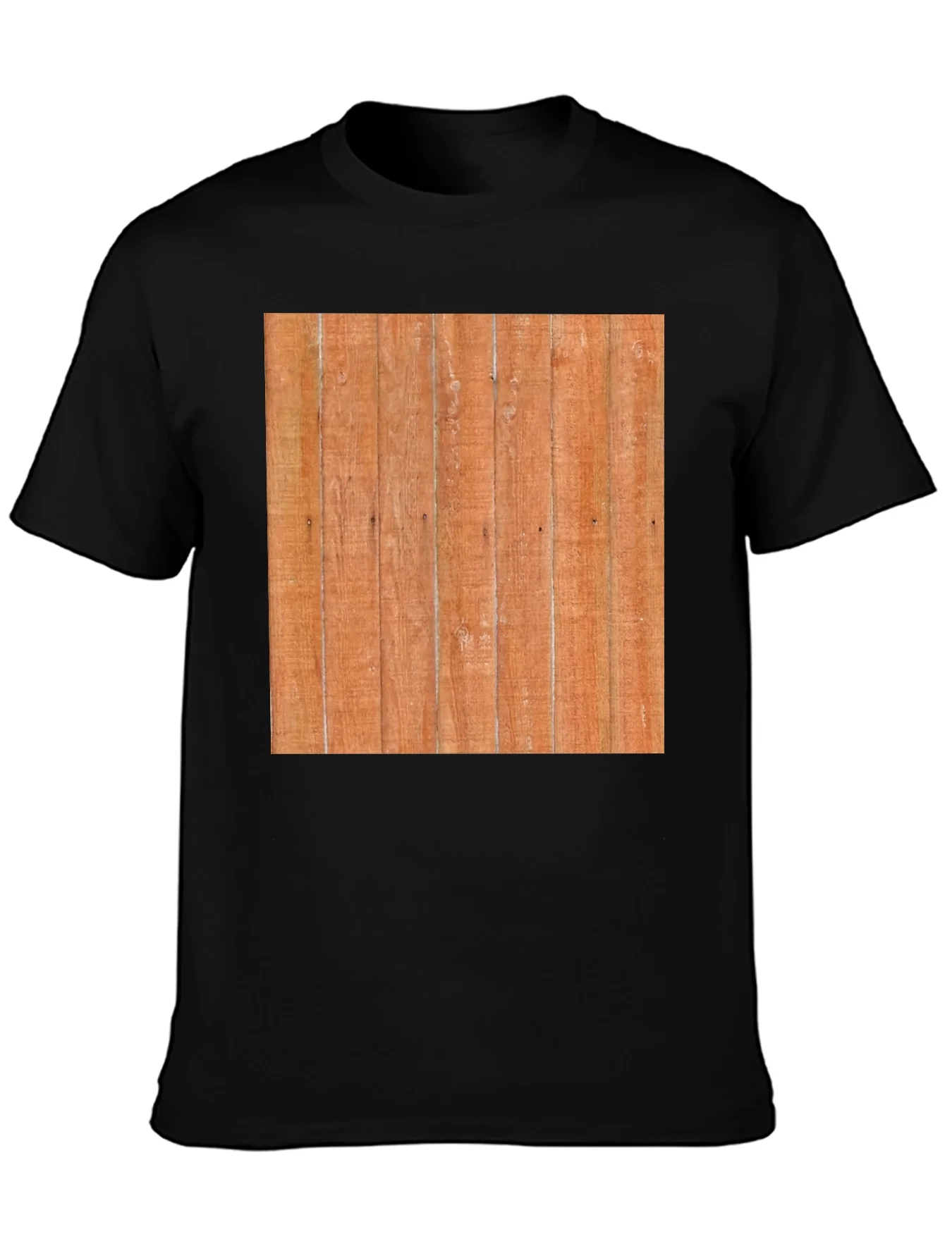 Camiseta Negra con Dise?o de Madera R¨²stica